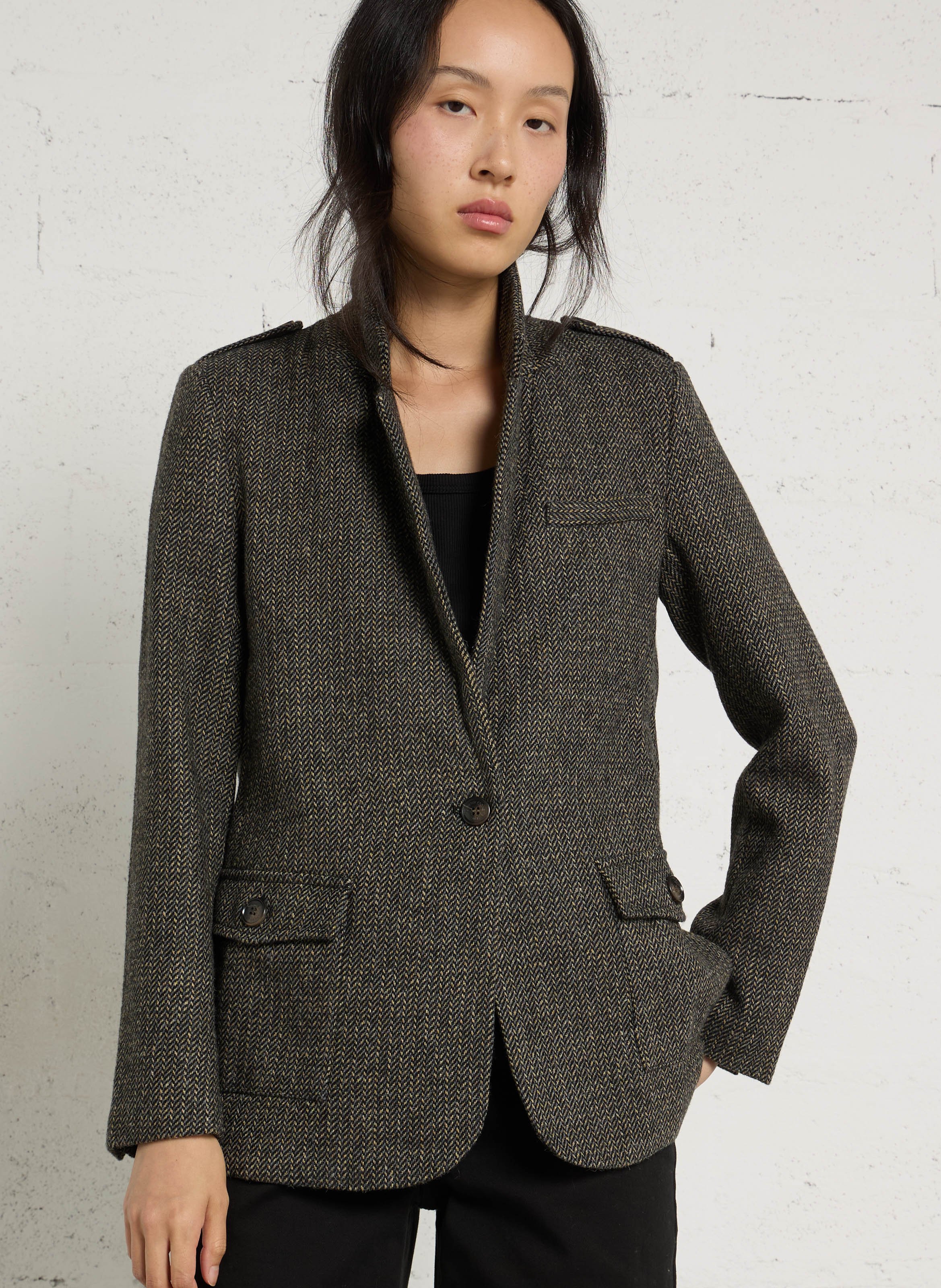 Wool-blend jacket with tailored collar LA PETITE ETOILE Brown