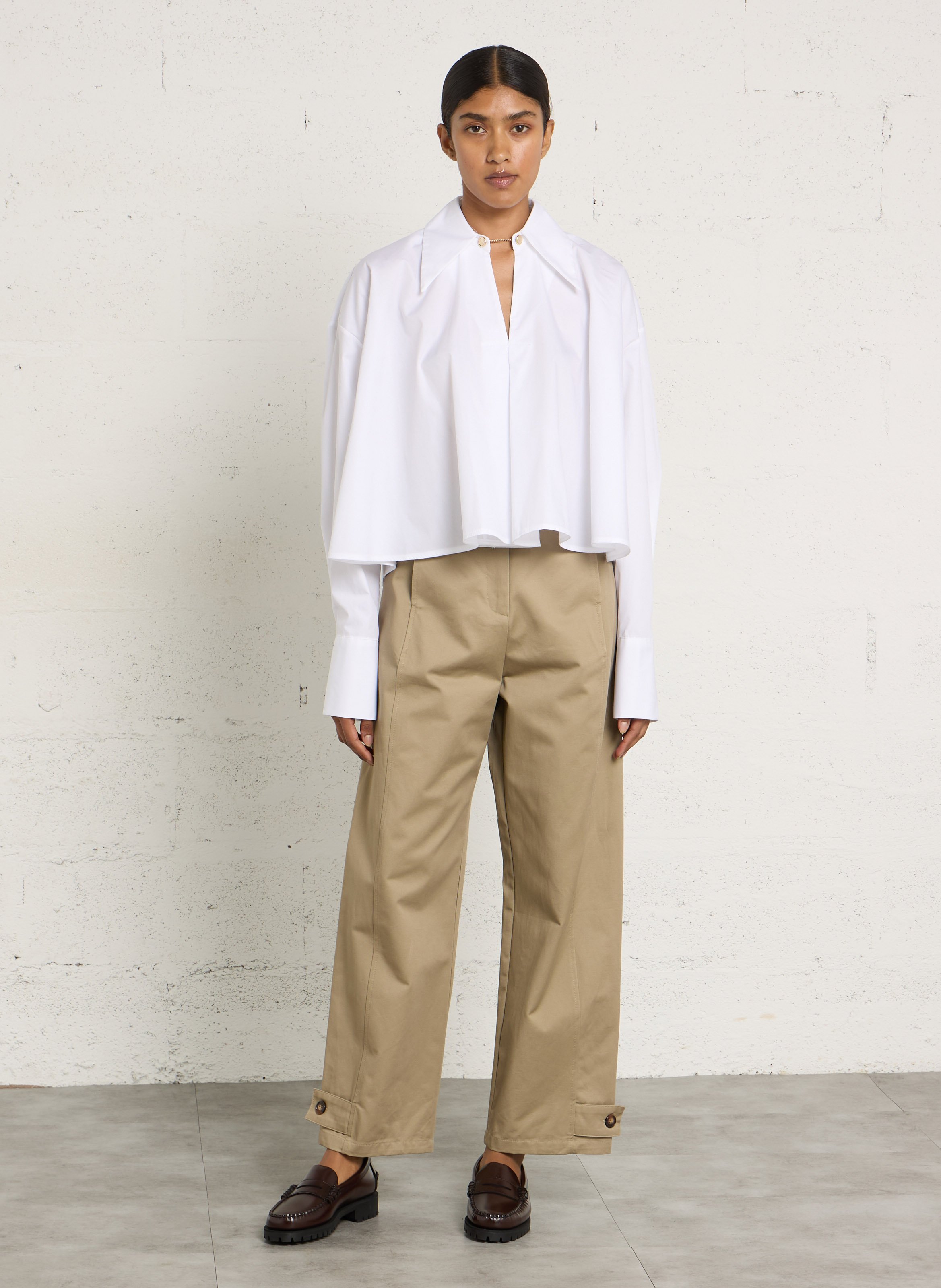 Katoenen blouse met klassieke kraag IMPERIAL Wit