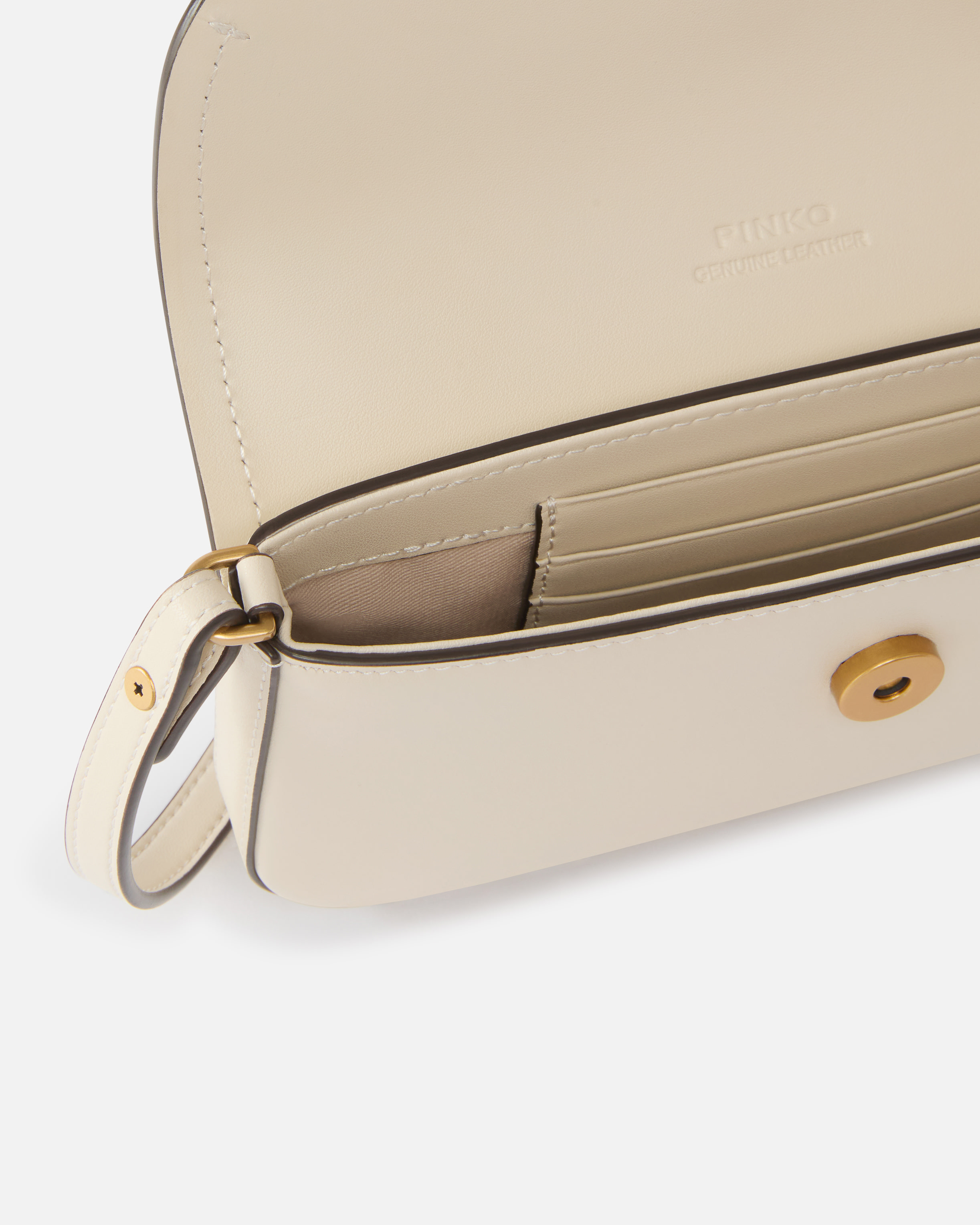 Medium leather saddle flat shoulder bag PINKO White