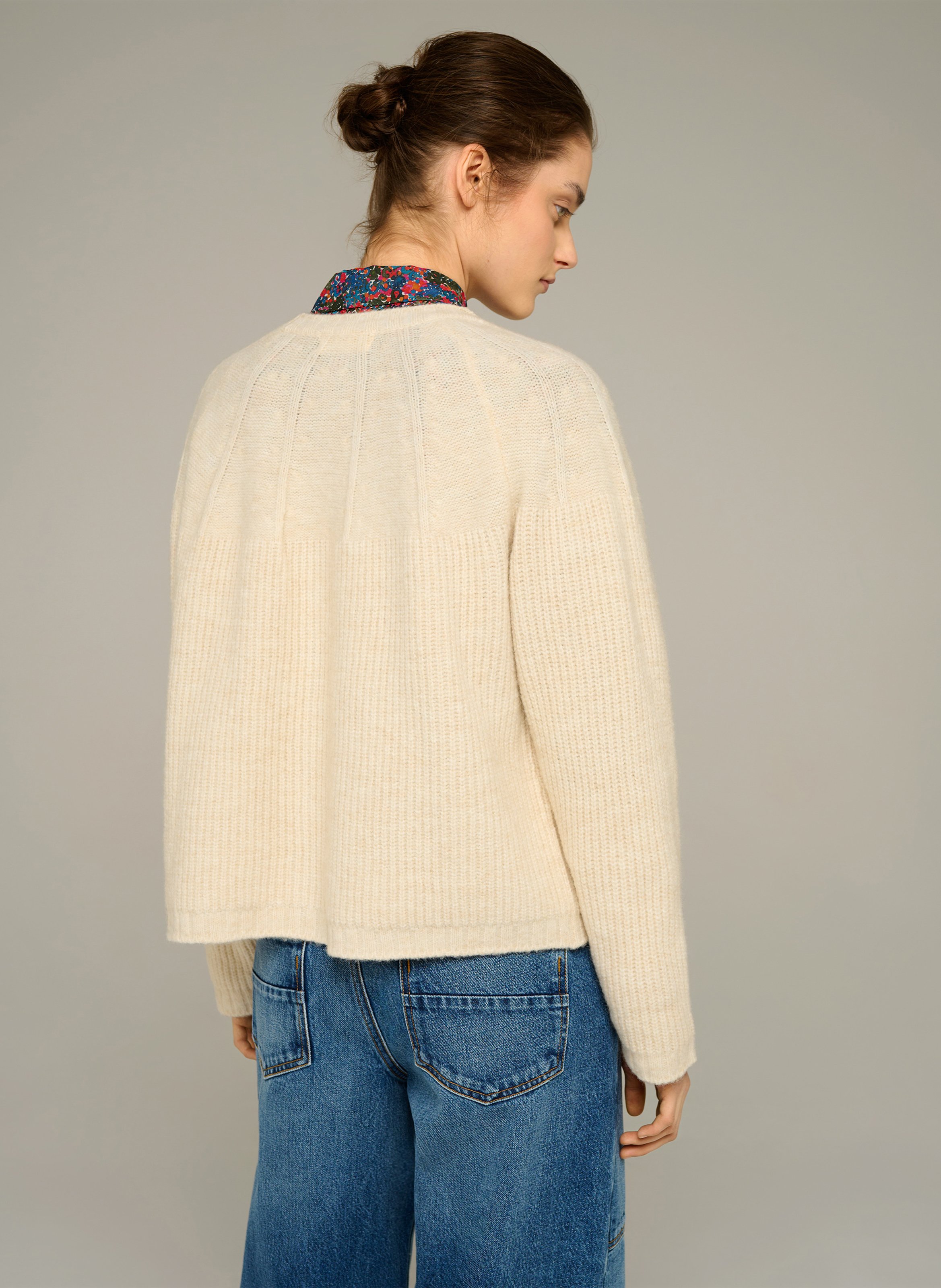 Wool-blend V-neck cardigan COTELAC ACOTE Beige