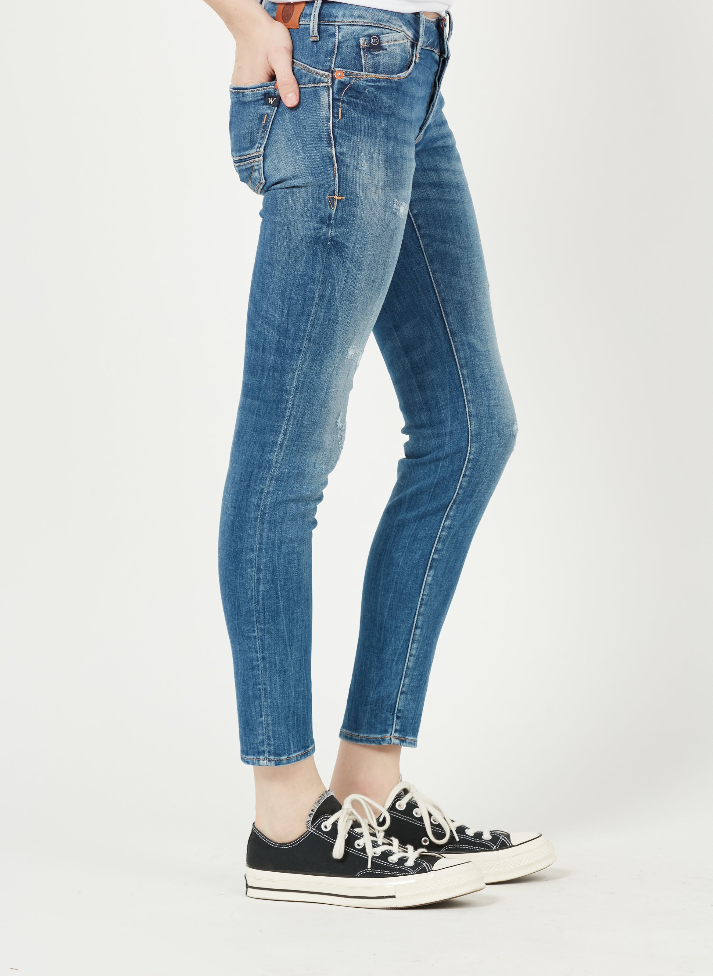 Jean slim à abrasions LE TEMPS DES CERISES Bleu