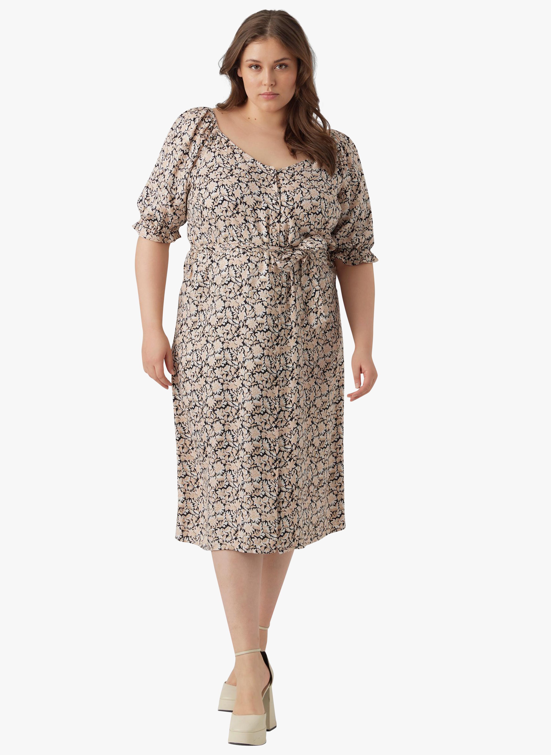 Robe midi en viscose imprimée VERO MODA CURVE Noir