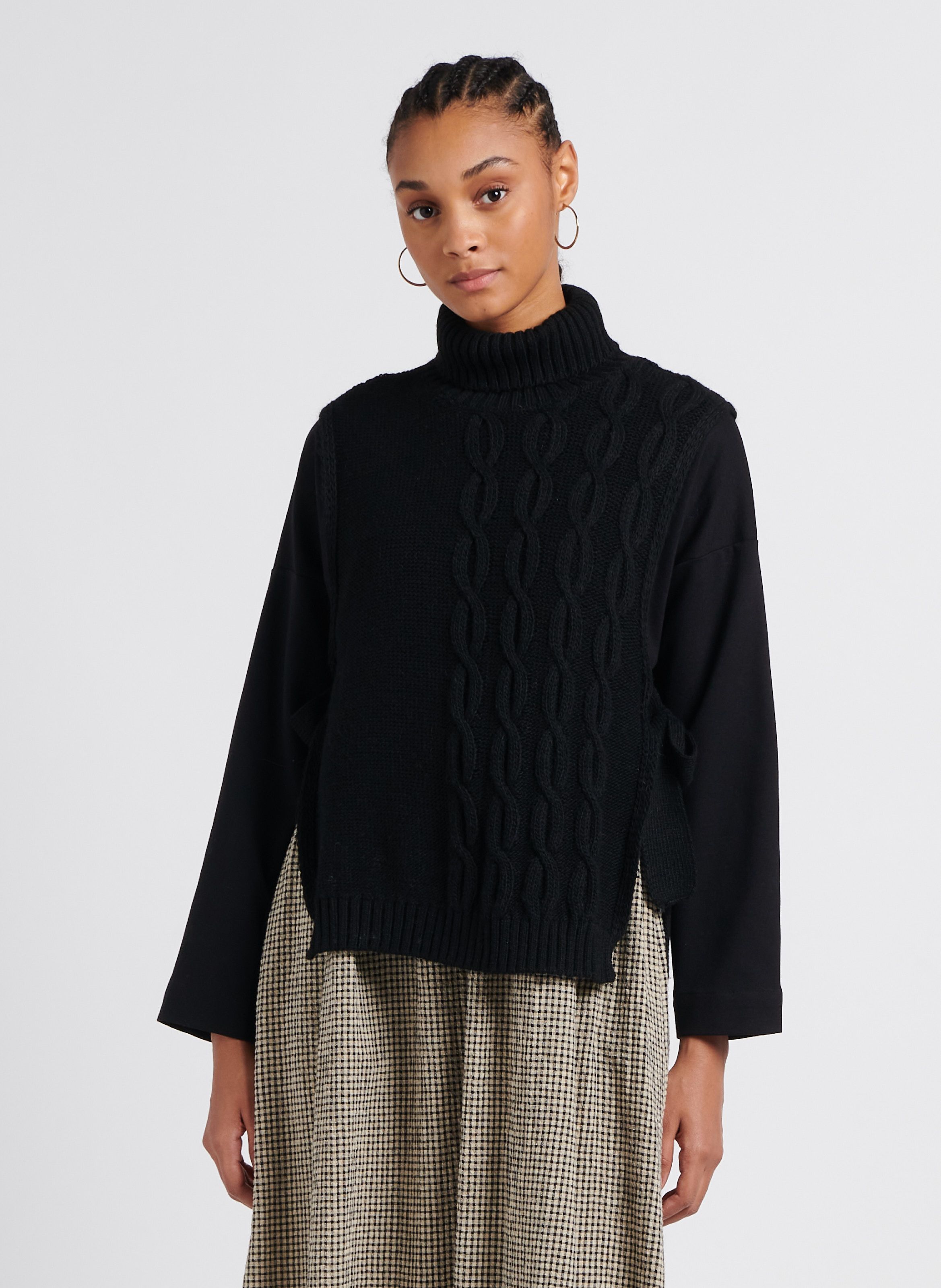 Pull noir best sale torsadé femme