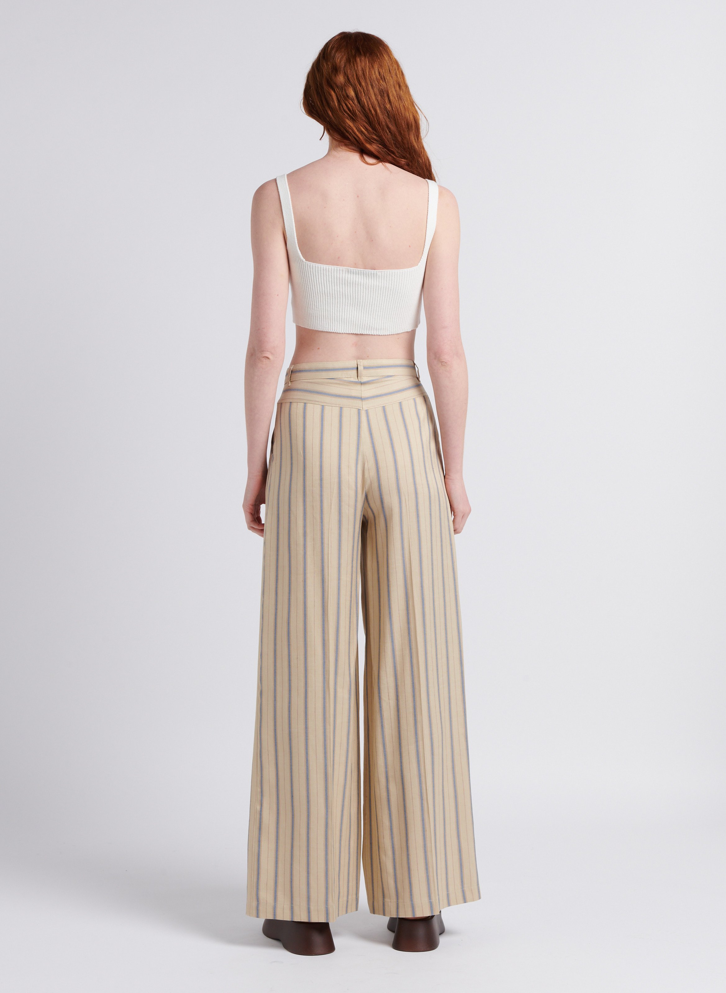 Pantalon large rayé  MAX&Co. Beige