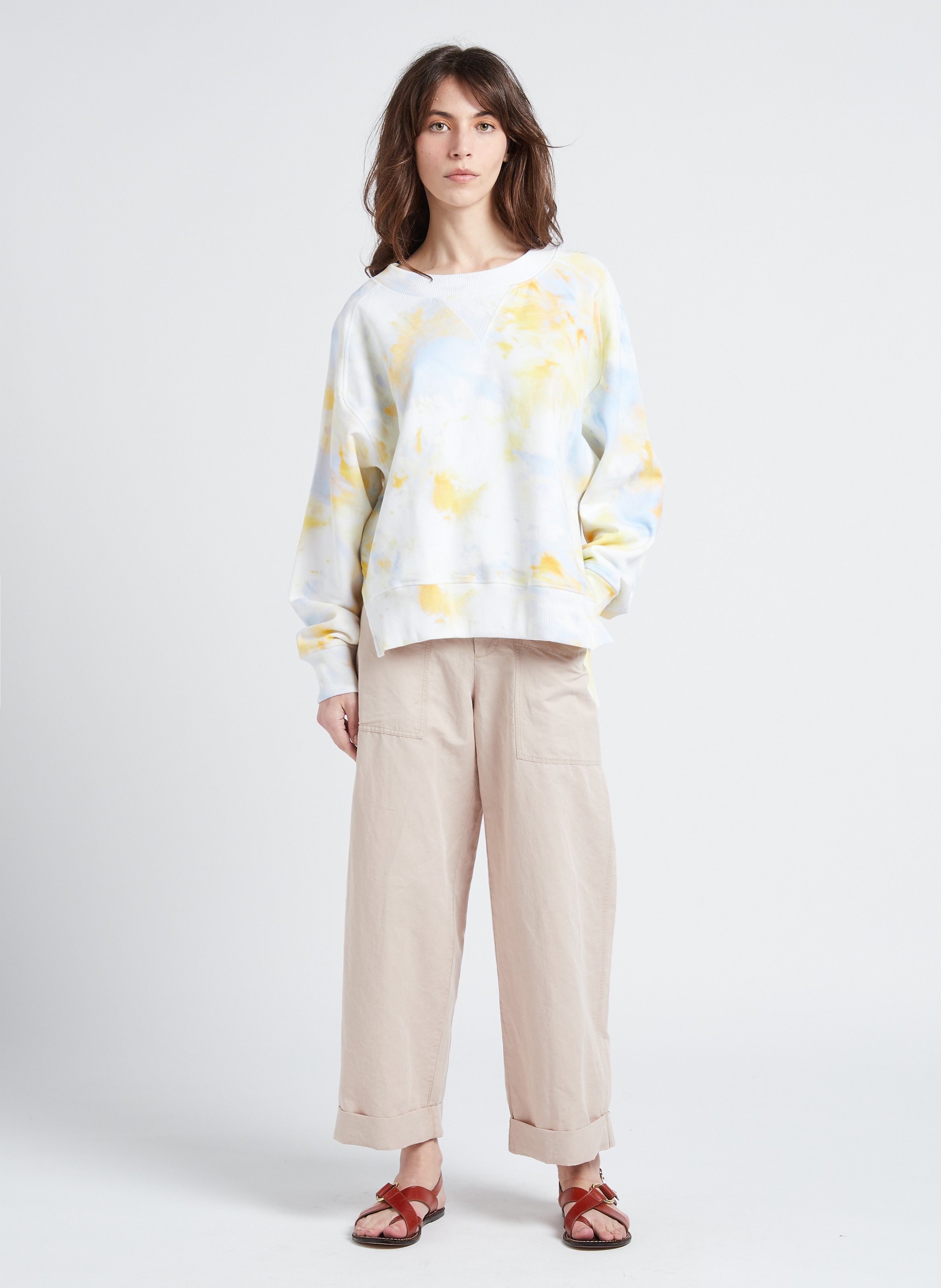 Oversized-Sweatshirt aus Baumwolle mit Rundhalsausschnitt und Print BELLEROSE Grau