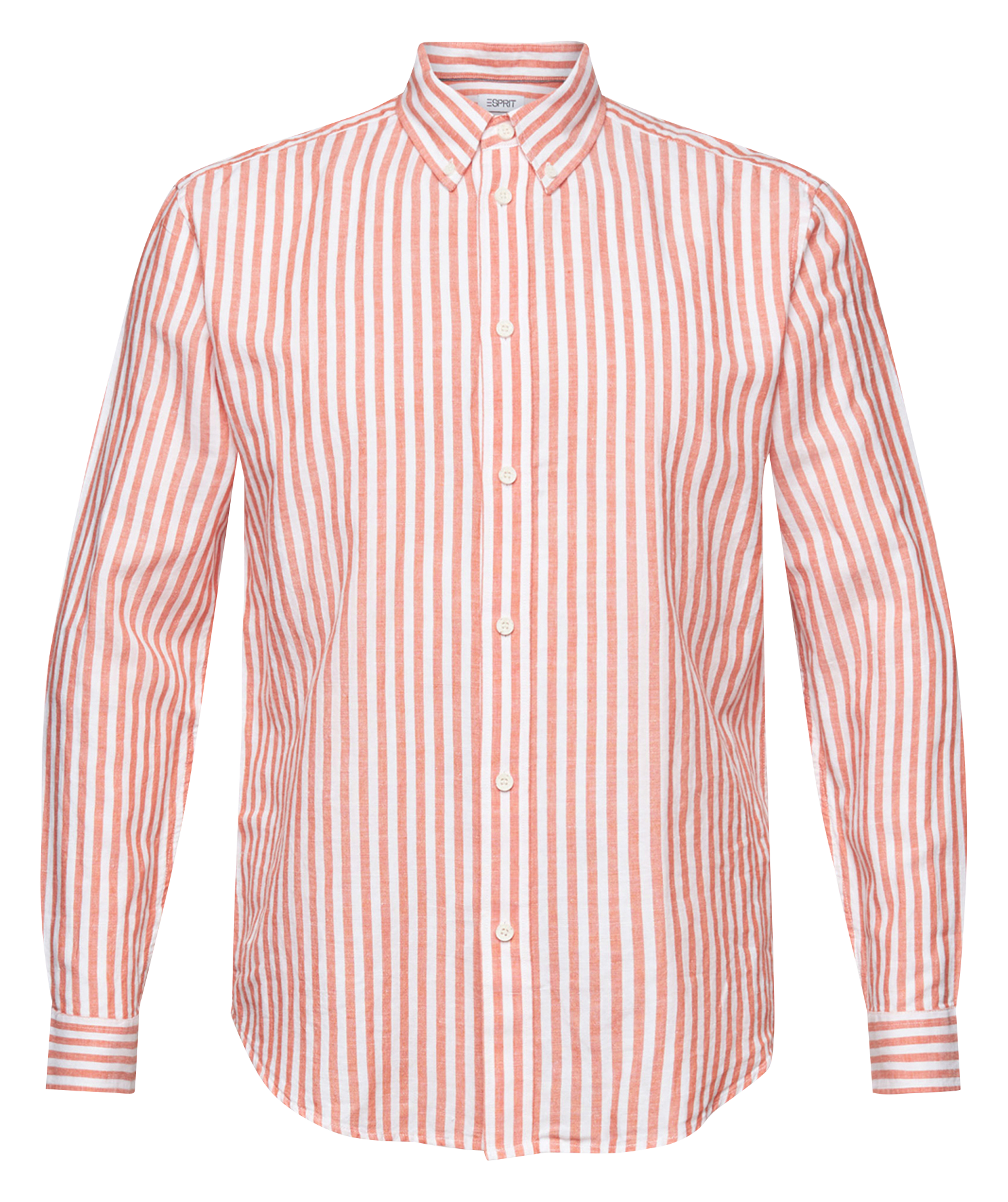 Linen and cotton-blend shirt with classic collar ESPRIT Orange