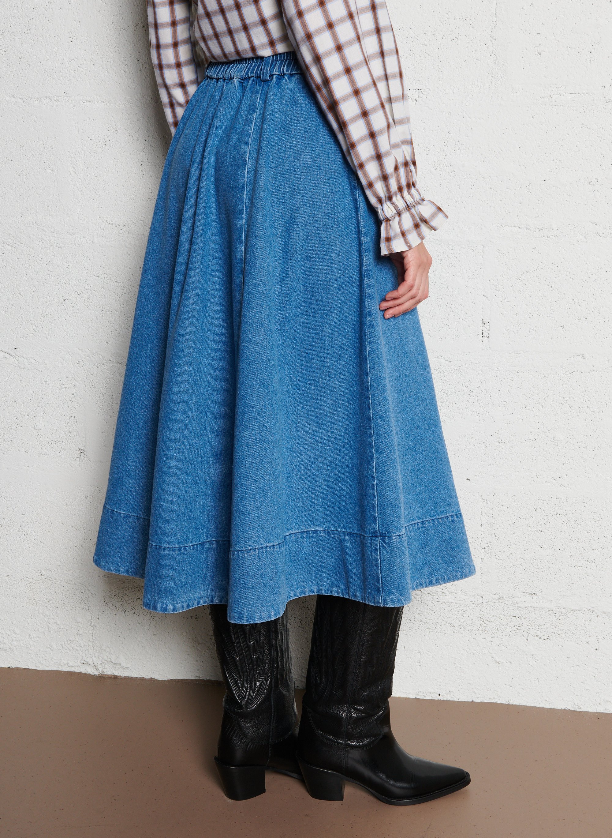 Halflange, katoenen rok SUZIE WINKLE Blauw