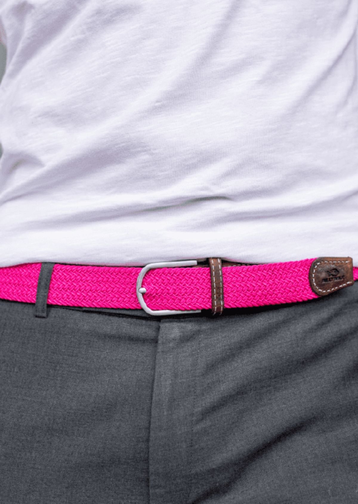 Solid Elastic Braided Belt BILLYBELT Pink