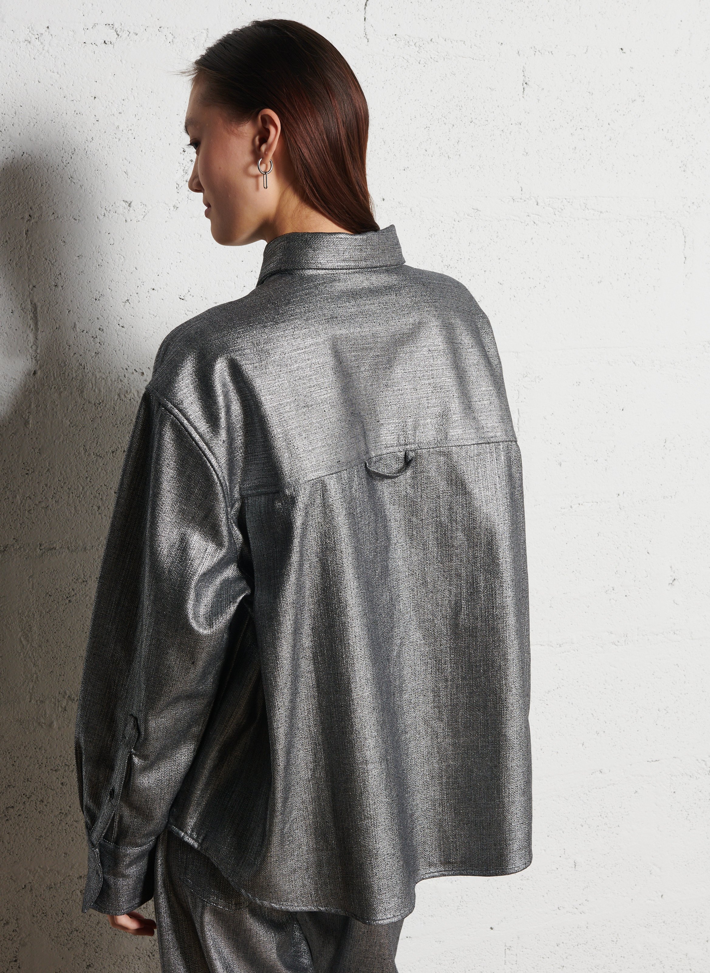 Wijdvallende glinsterende blouse COLLECTORS CLUB Zilver