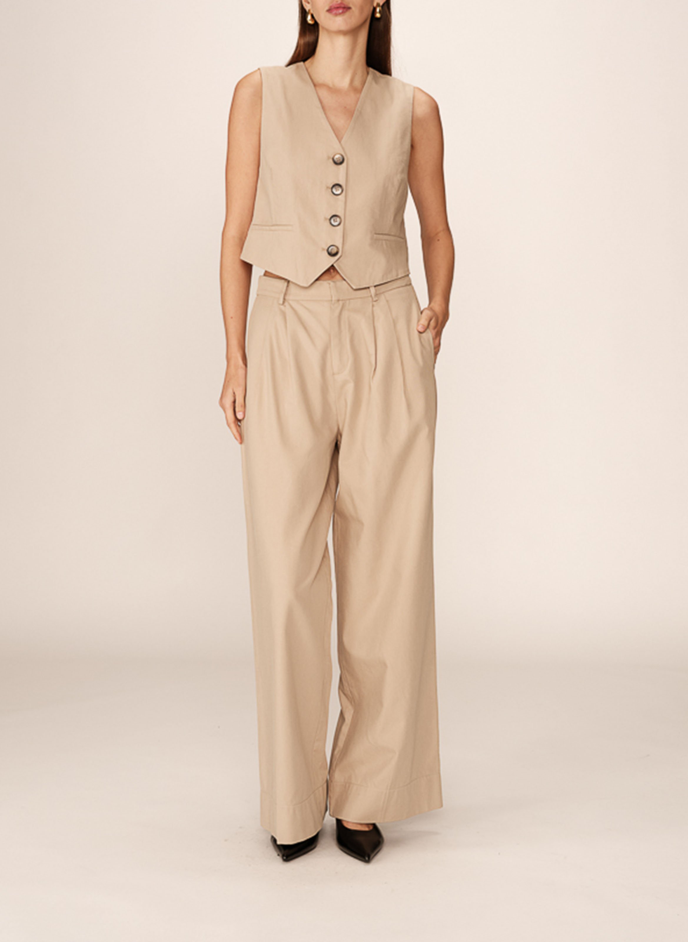 Gilet de costume en coton mélangé GRACE ET MILA Beige