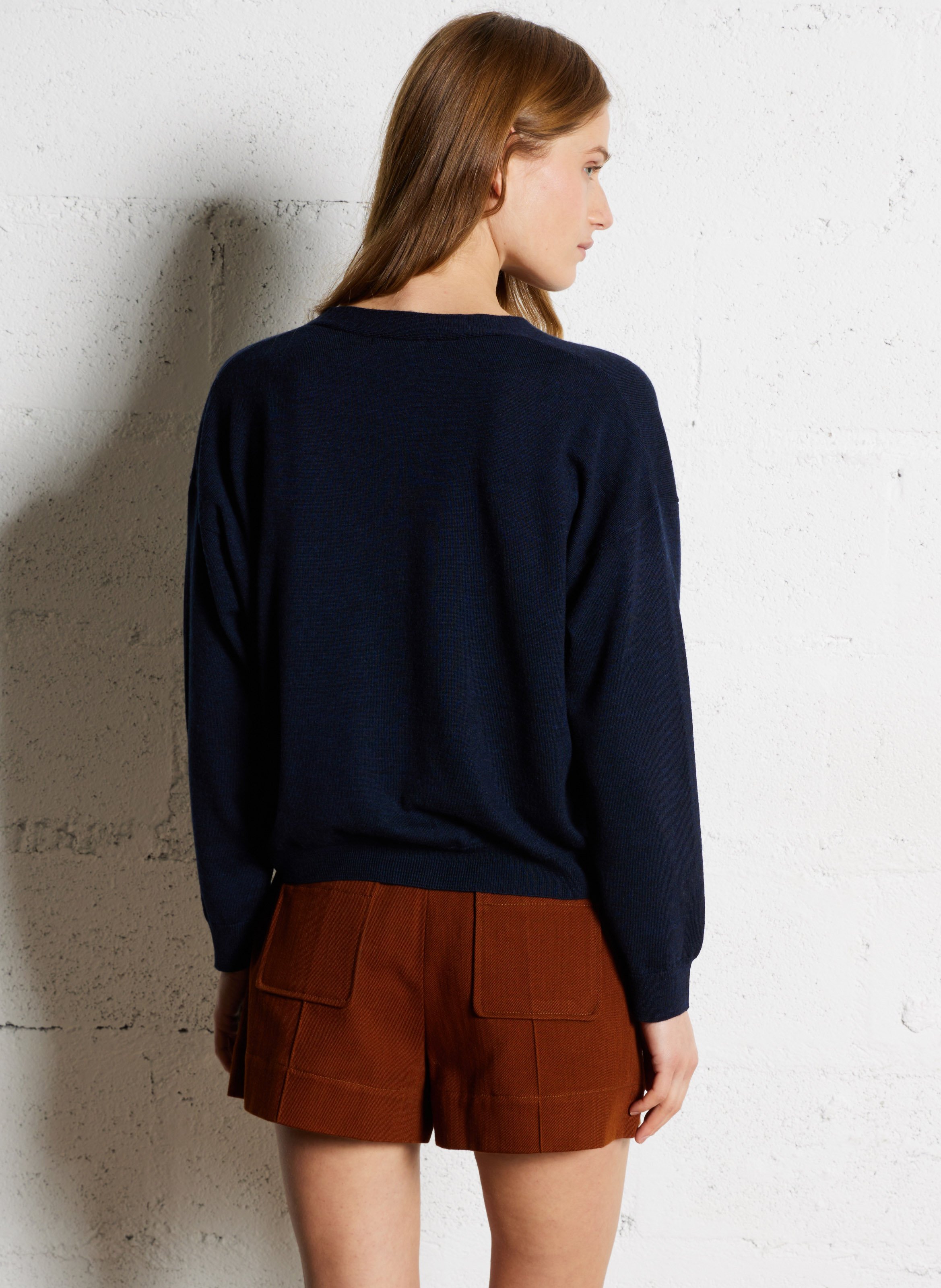 Gilet boutonné en laine SOEUR Bleu