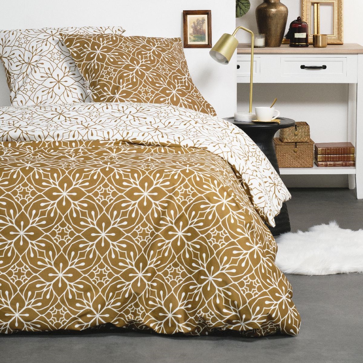 Printed cotton bedding set TODAY LINGE DE MAISON Brown