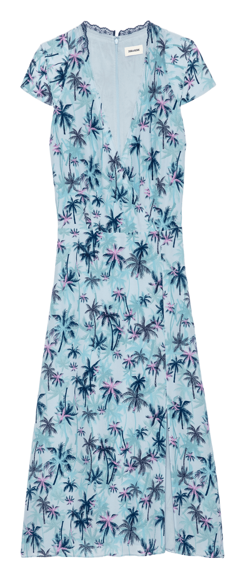 Robe midi col V en soie ZADIG&VOLTAIRE Bleu
