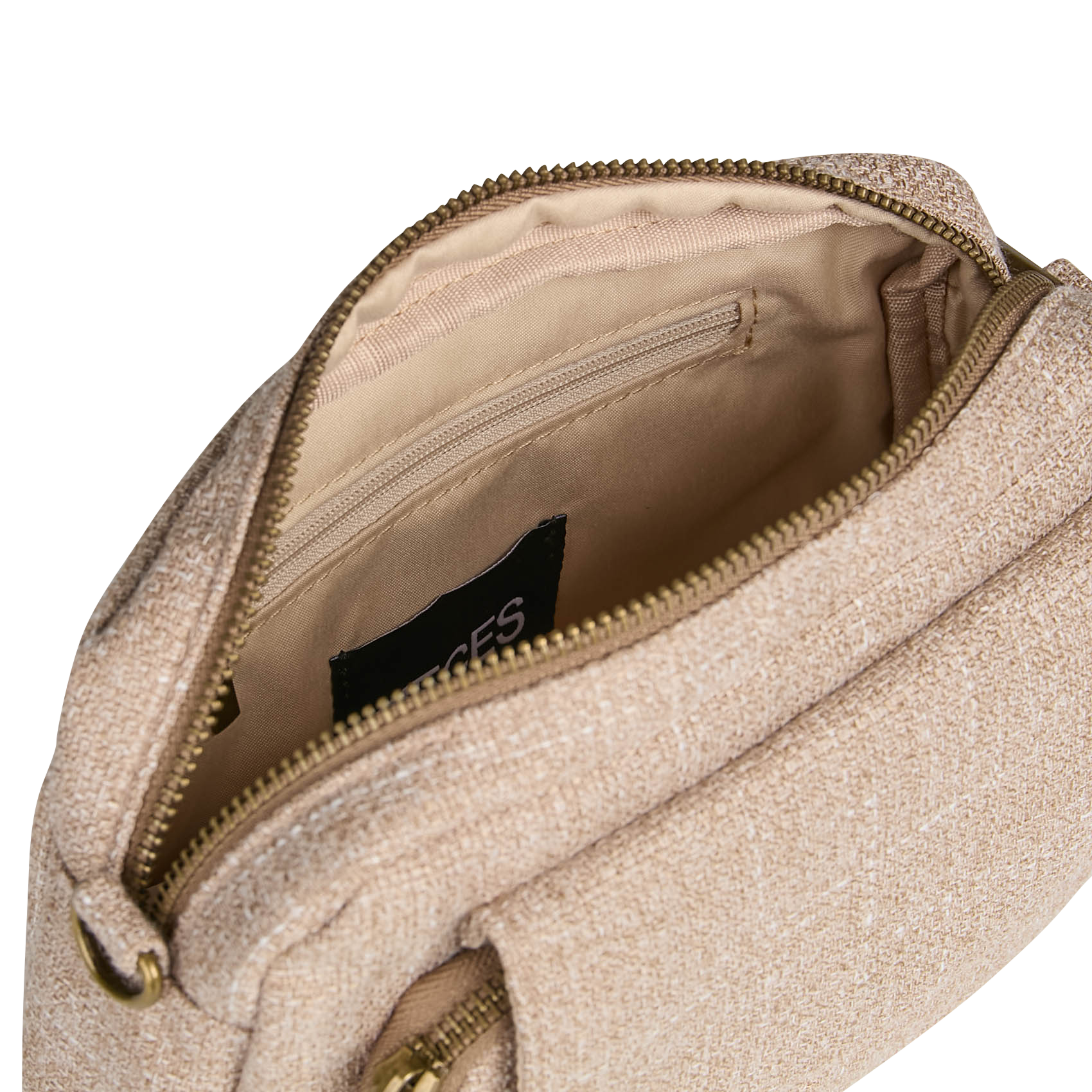 Zippered shoulder bag in blended cotton PIECES Beige