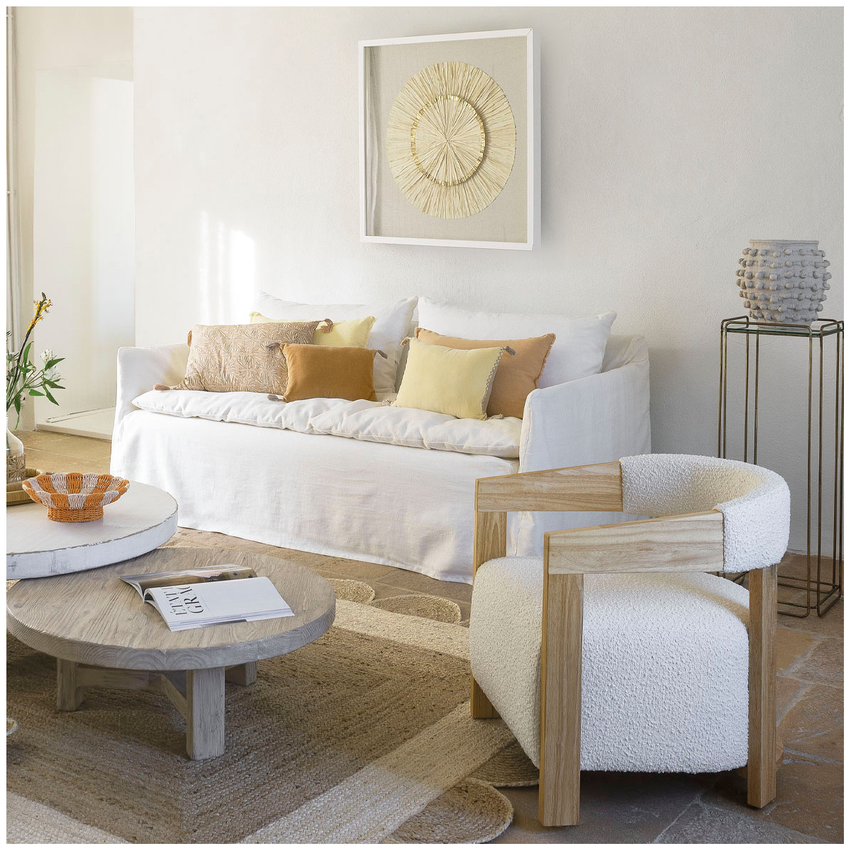 Chloé washed linen cushion cover BLANC D'IVOIRE Orange