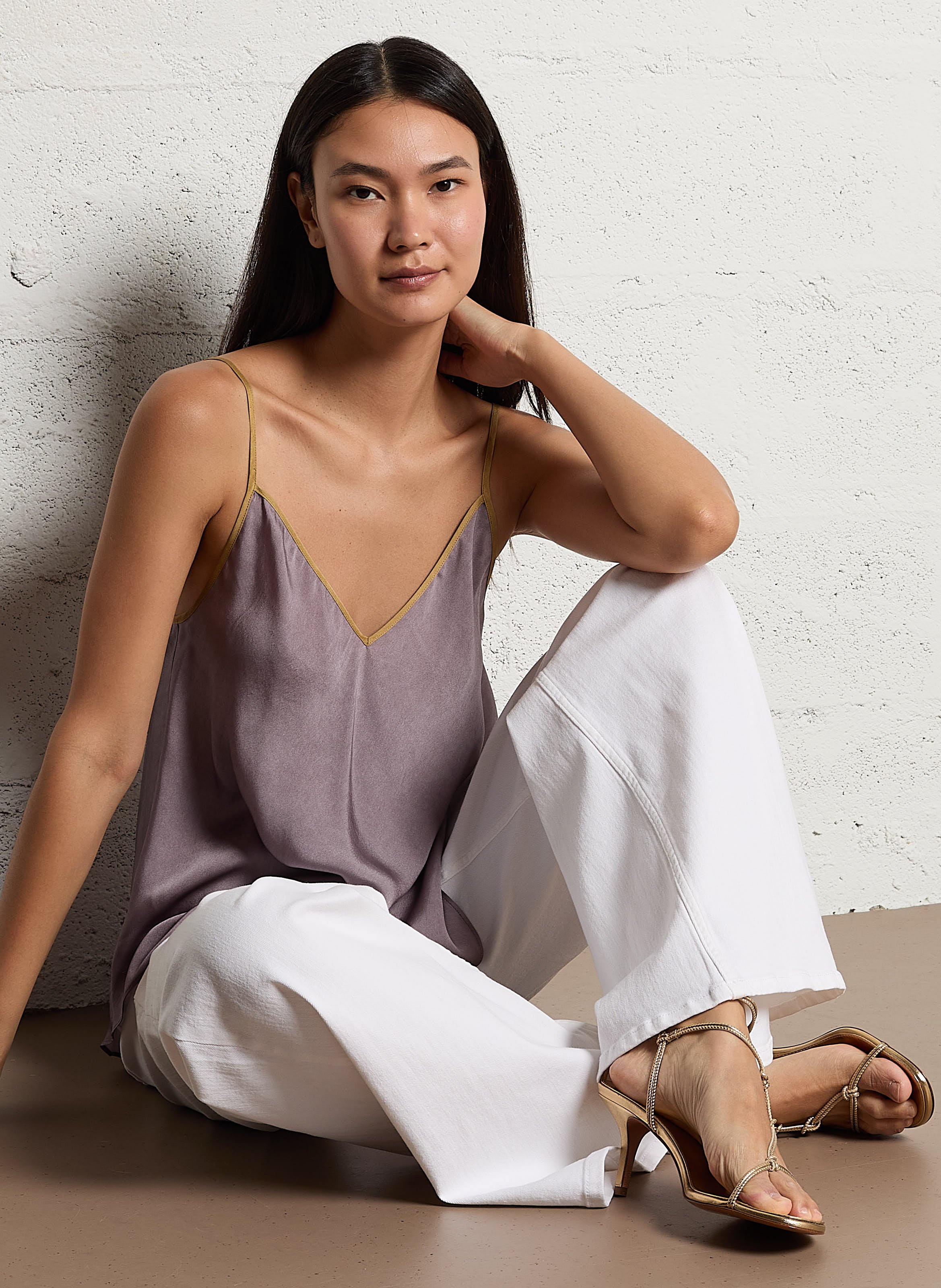 Silk strappy top MES DEMOISELLES Purple