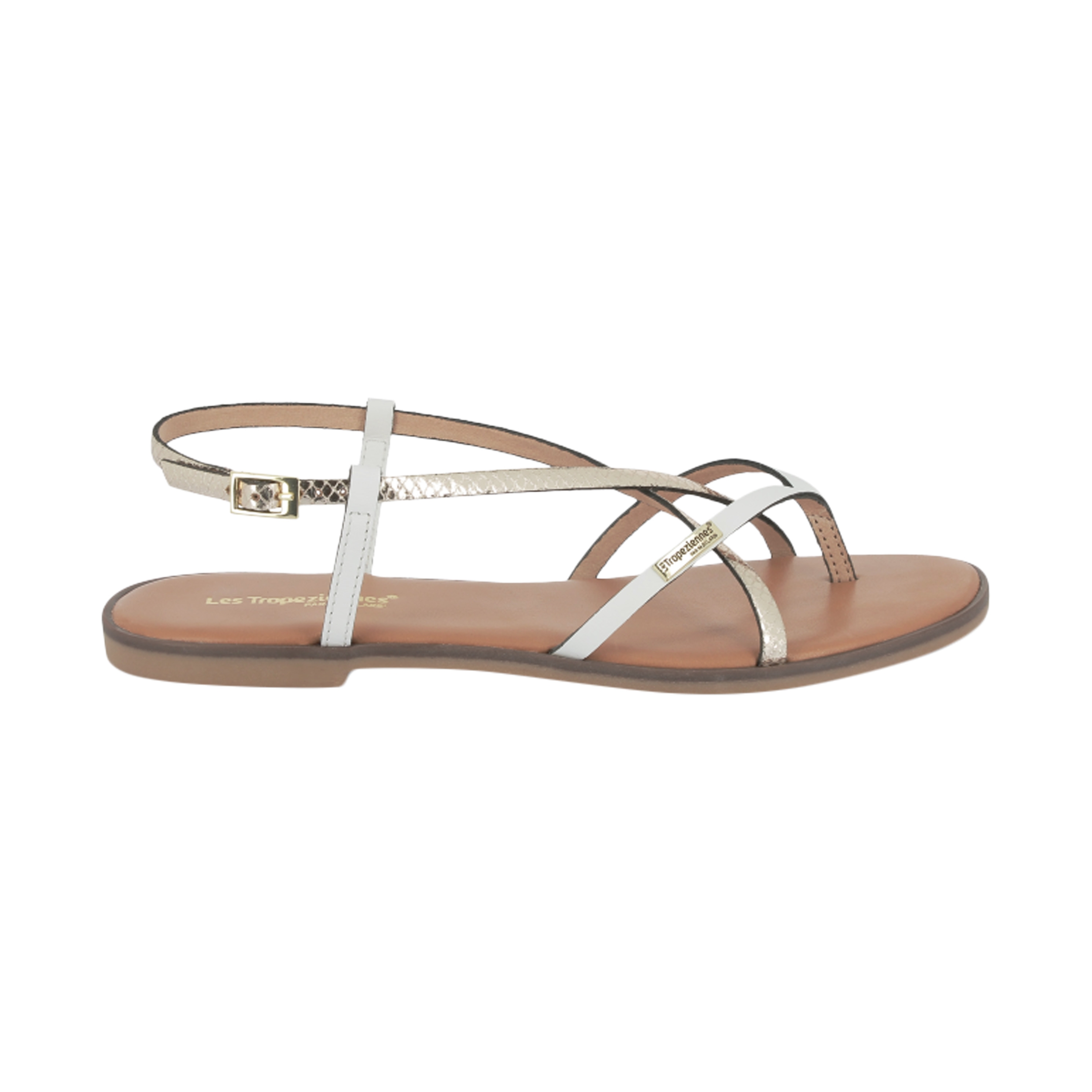 Sandales cuir monagum Blanc-Multi Les tropeziennes par Belarbi