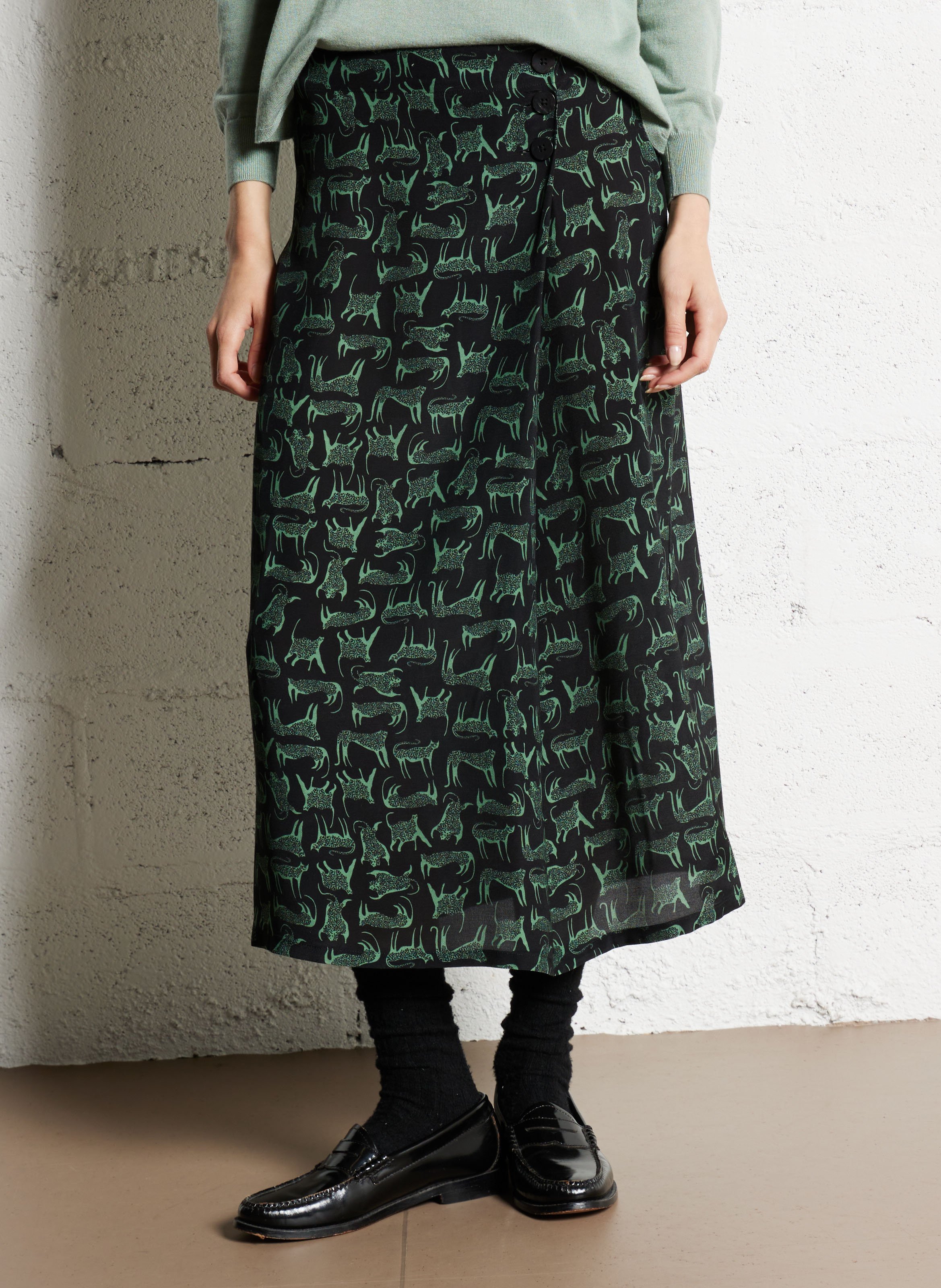 Jupe midi imprimée  NICE THINGS Noir