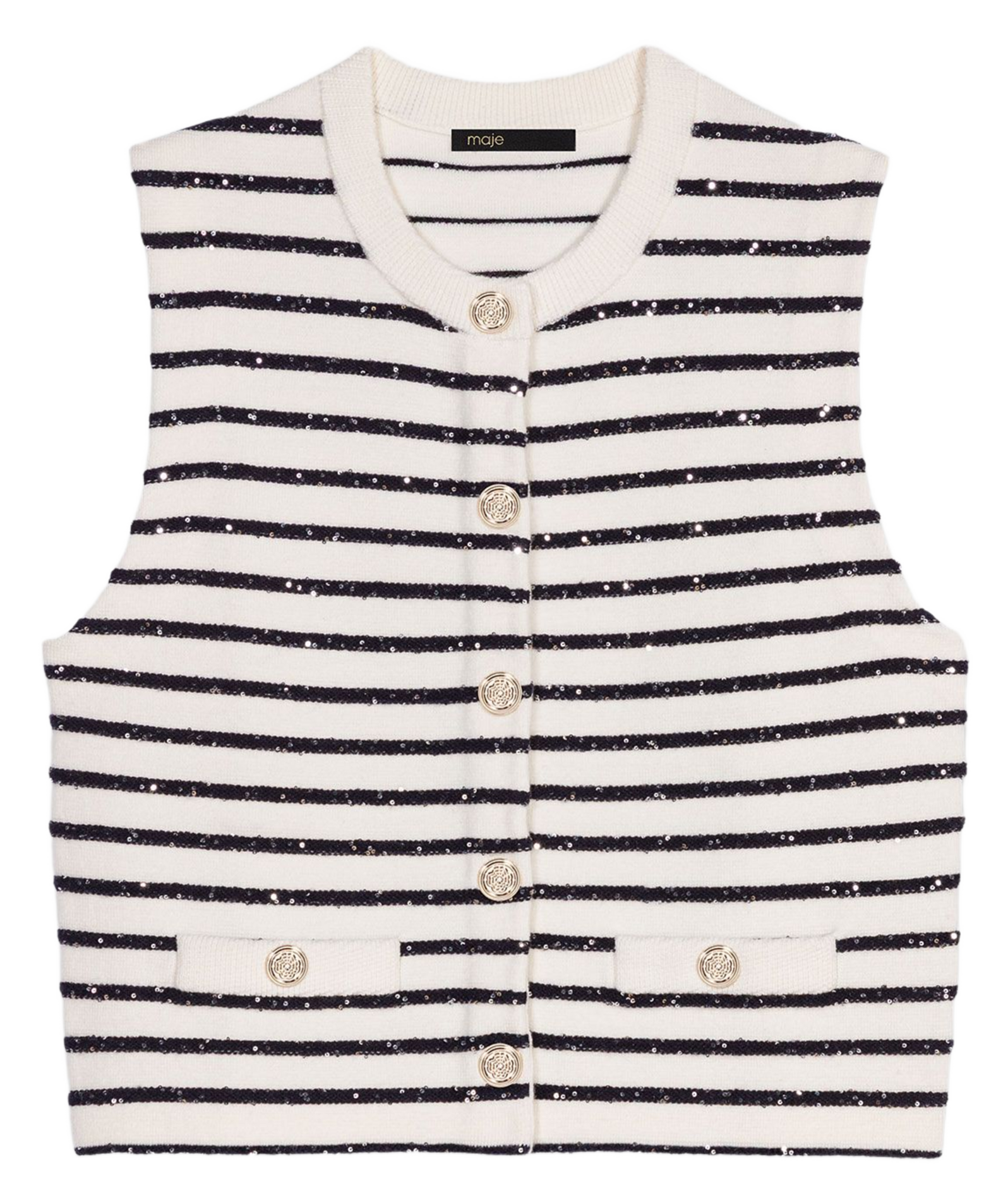 Gilet col rond  MAJE Blanc