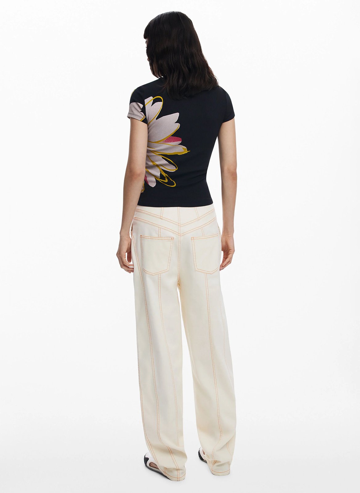 Tee-shirt col rond imprimé DESIGUAL Noir