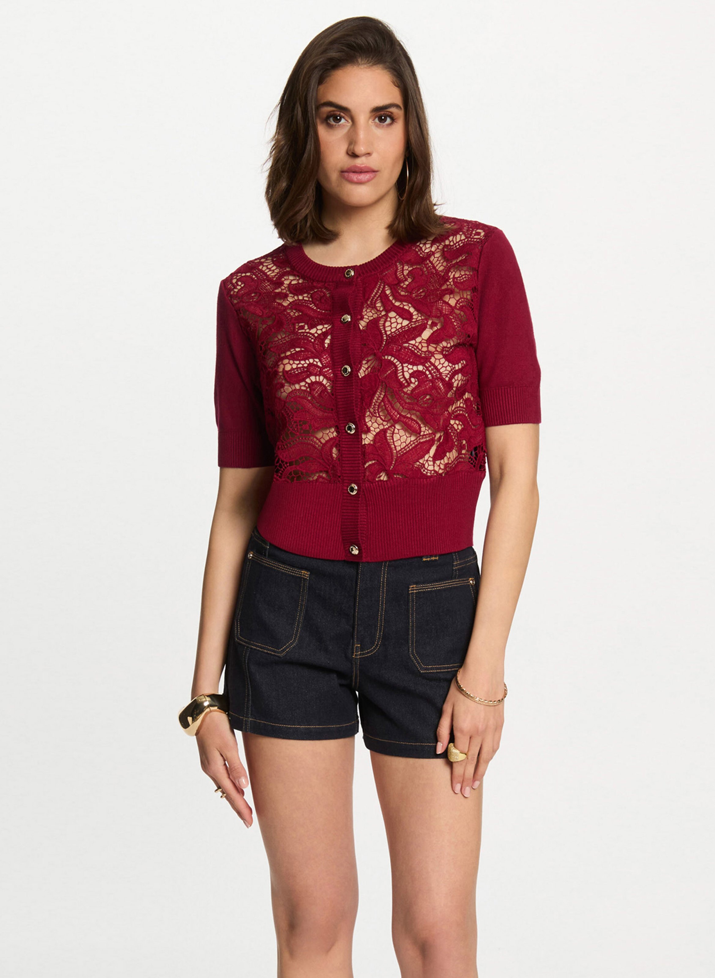 Round-neck cardigan MORGAN Red