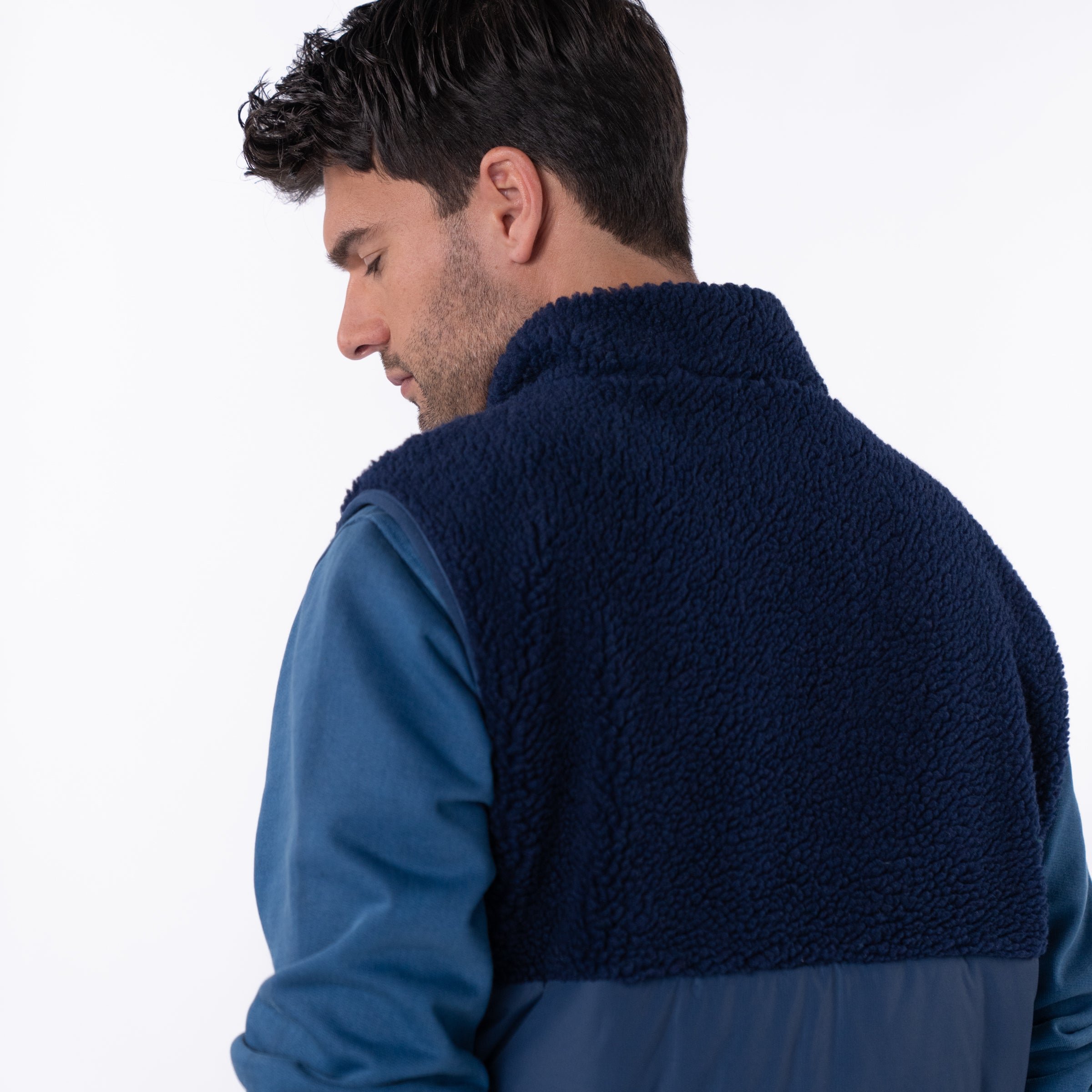 Sherpa sleeveless bi-material jacket BILLYBELT Blue