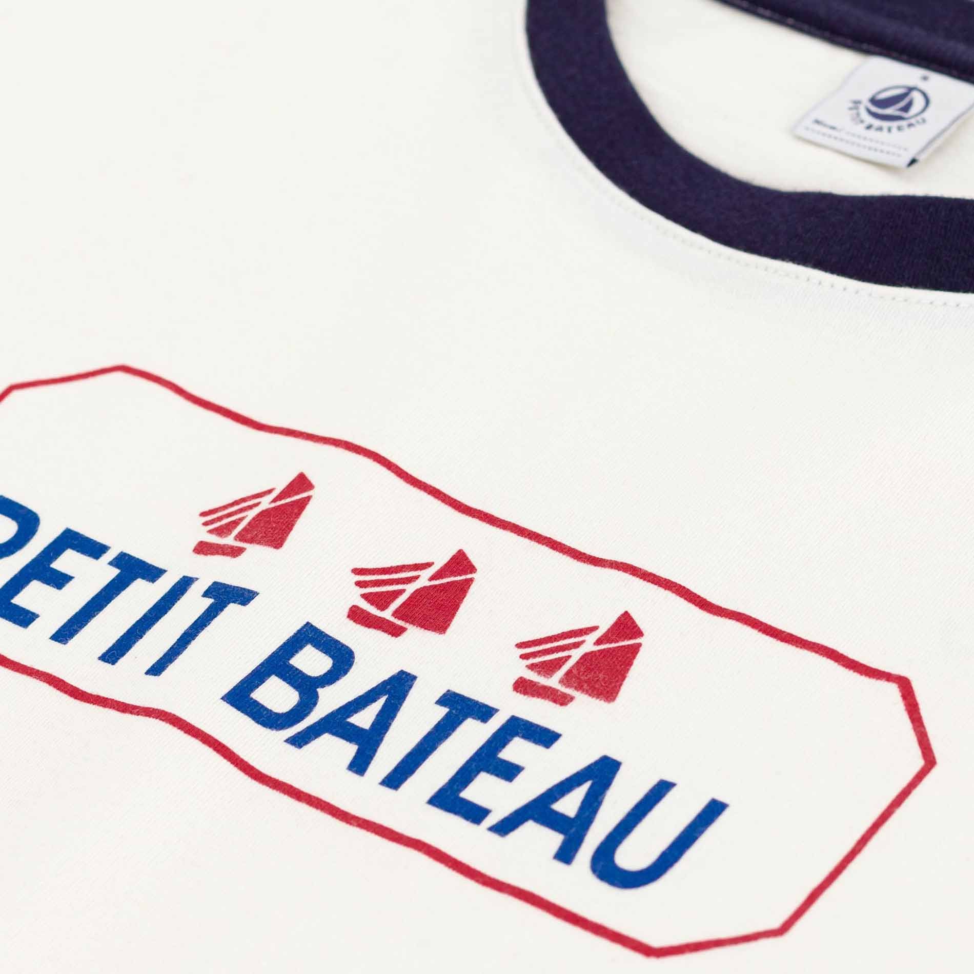 Gerader T-Shirt aus bedruckter Baumwolle PETIT BATEAU Beige