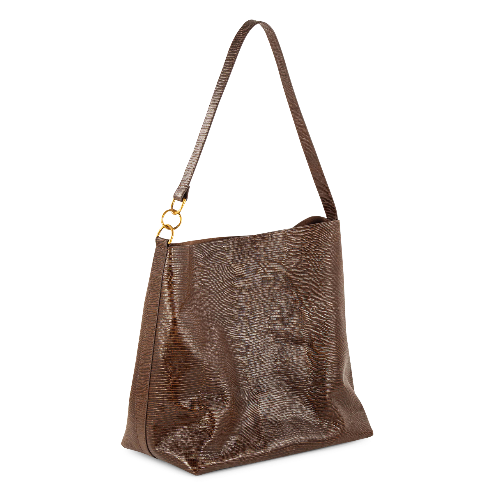 Grand cabas imprimé lézard en cuir SESSUN Marron