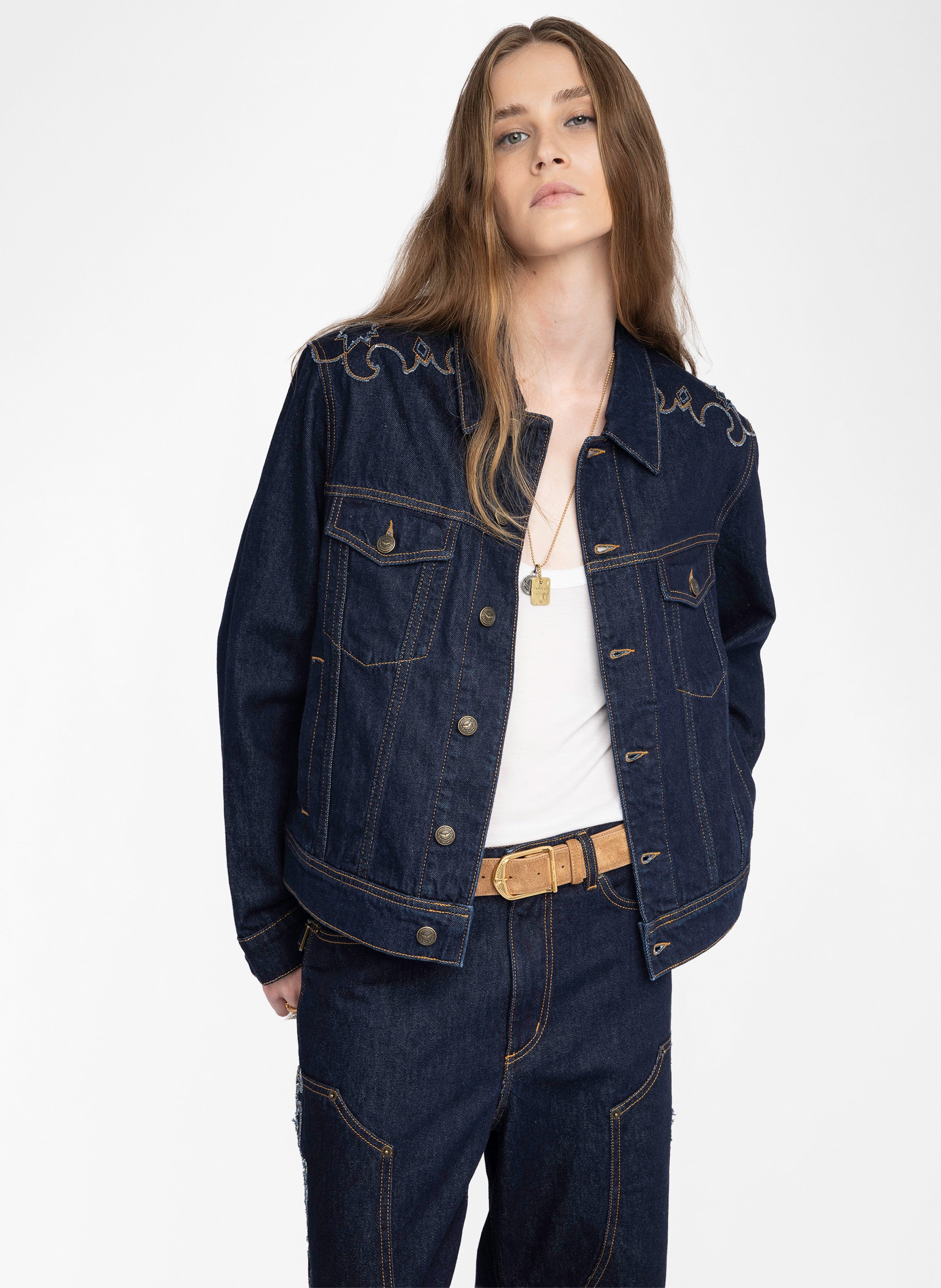 Veste col classique en denim de coton ZADIG&VOLTAIRE Bleu