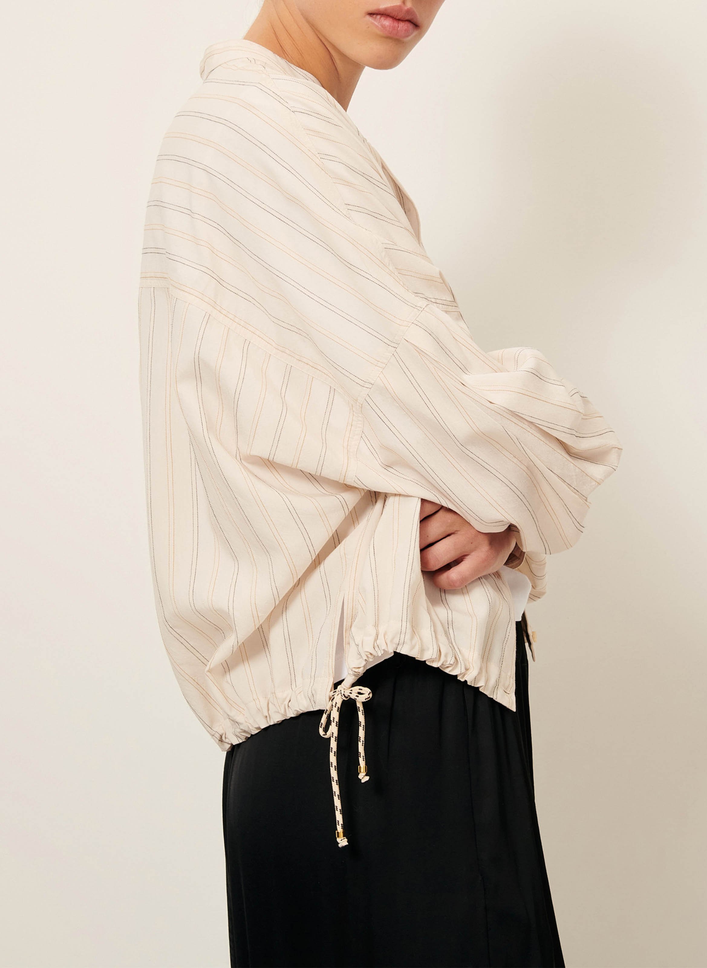 Chemise à rayures col rond SESSUN Beige