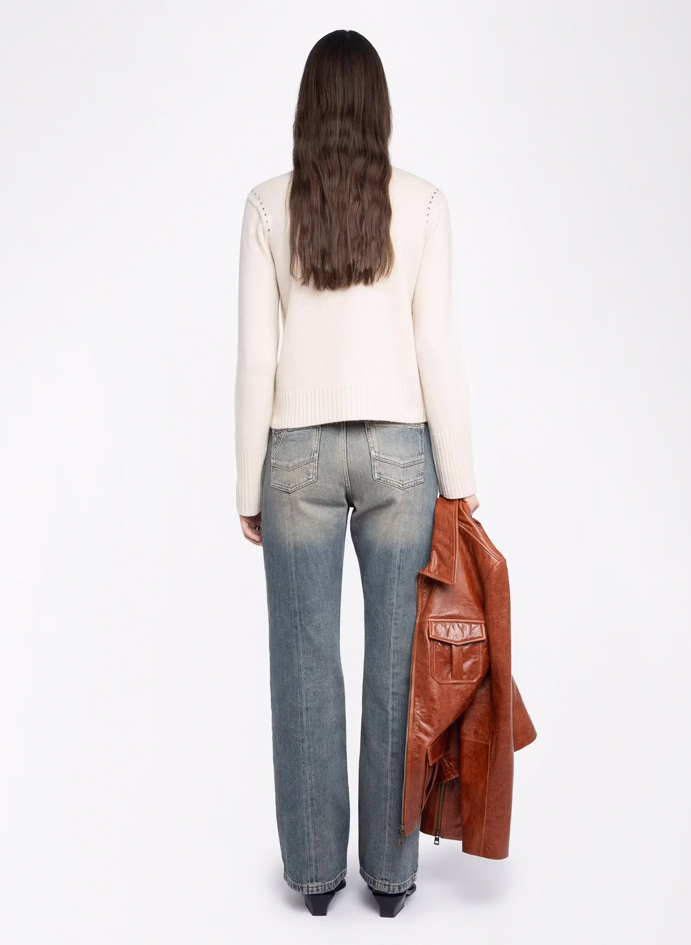 Maglione diritto con collo tondo in lana e cachemire ZADIG&VOLTAIRE Bianco