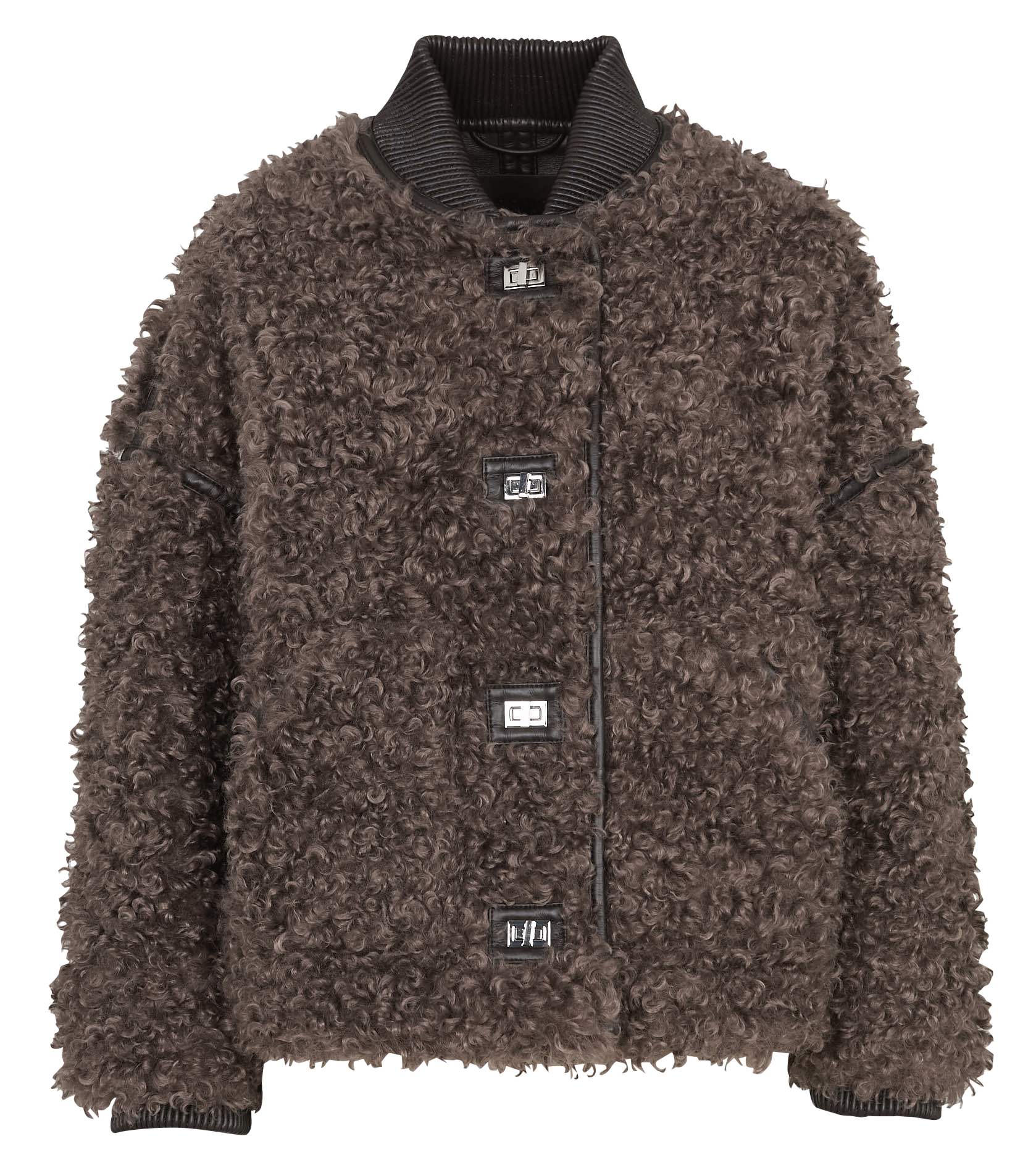 Jasje met ronde hals en imitatiebont BERENICE Bruin