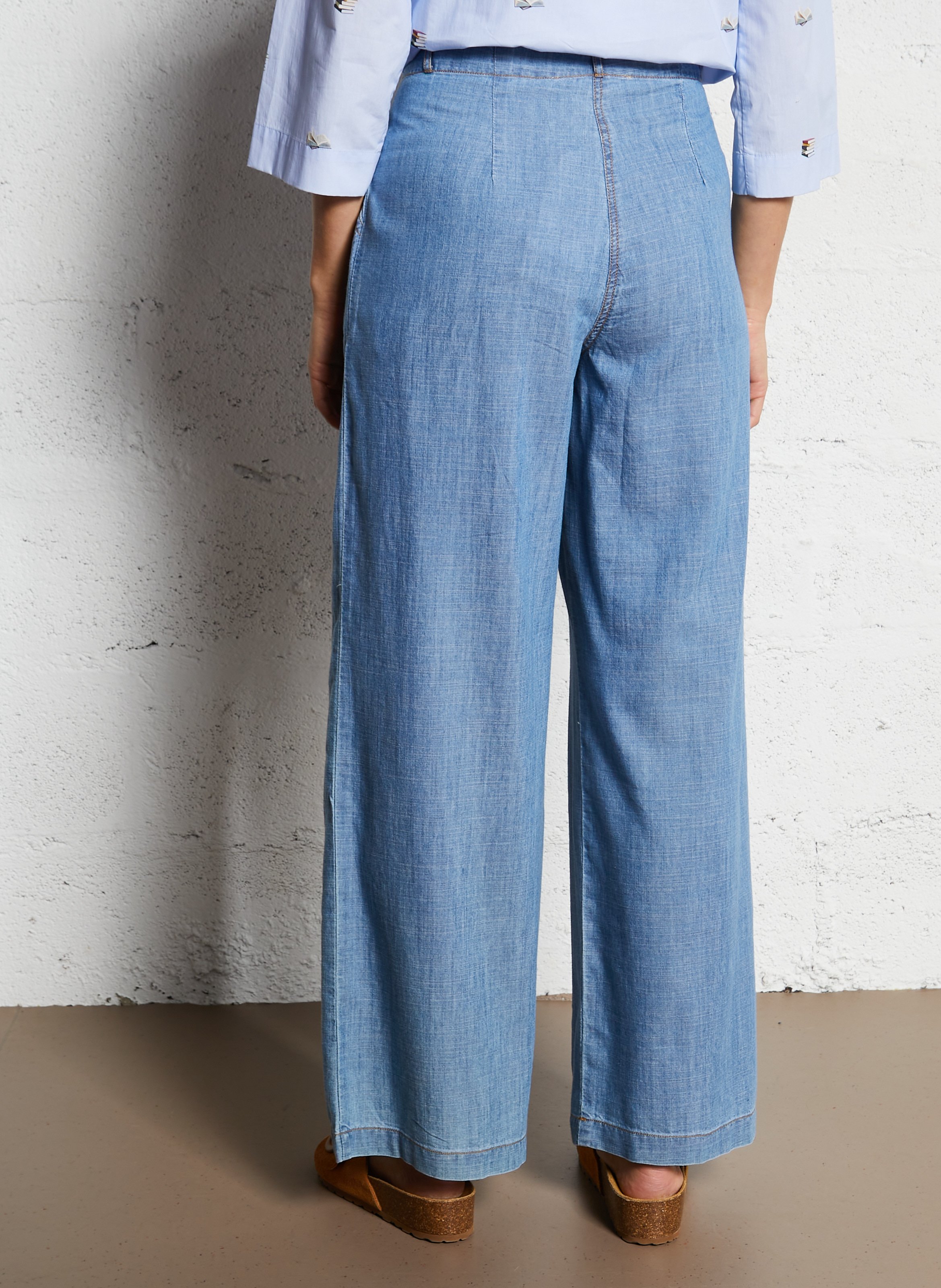 Cotton-blend chinos NICE THINGS Blue