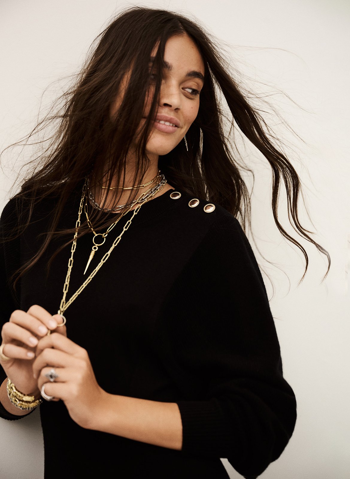 Robe midi col rond en laine mélangée BA&SH Noir