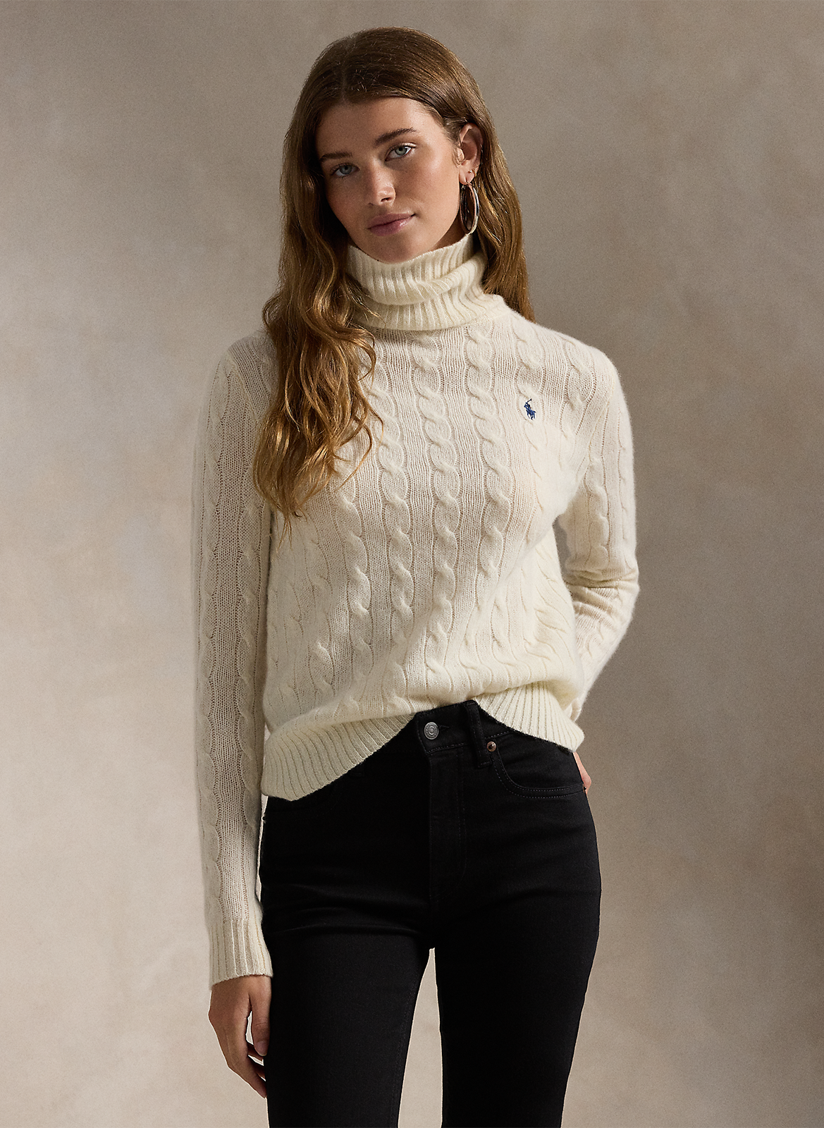 Pull col roulé en laine et cachemire POLO RALPH LAUREN Blanc