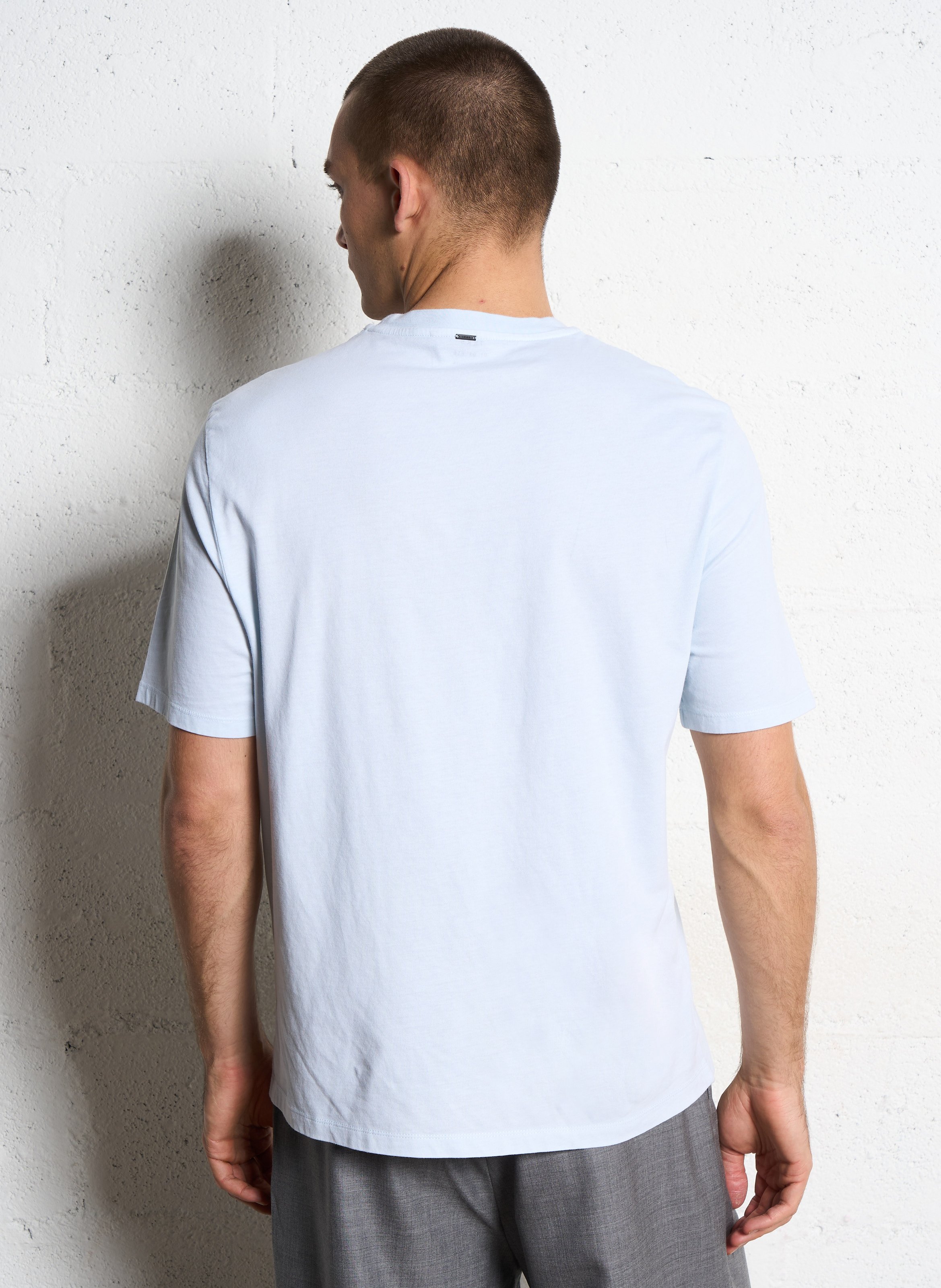 Tee-shirt droit col rond en coton IKKS Bleu