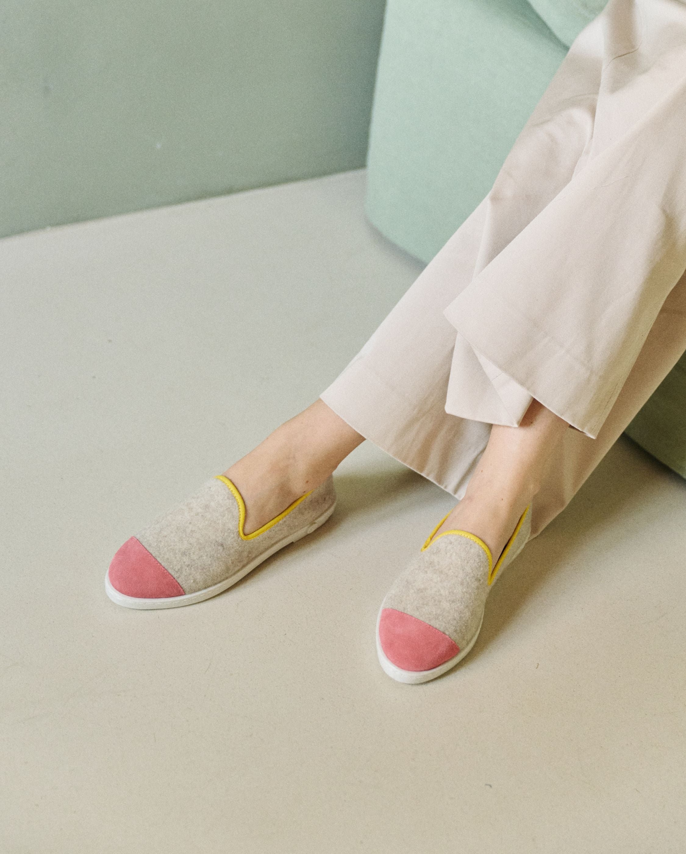 Women's slipper Bruson, beige wool blend ANGARDE Beige