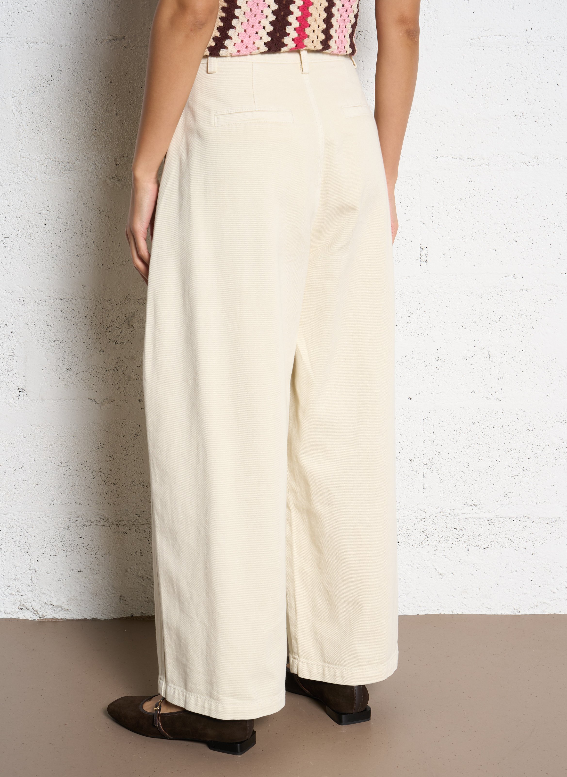 Pantalon large en coton SUNCOO Blanc