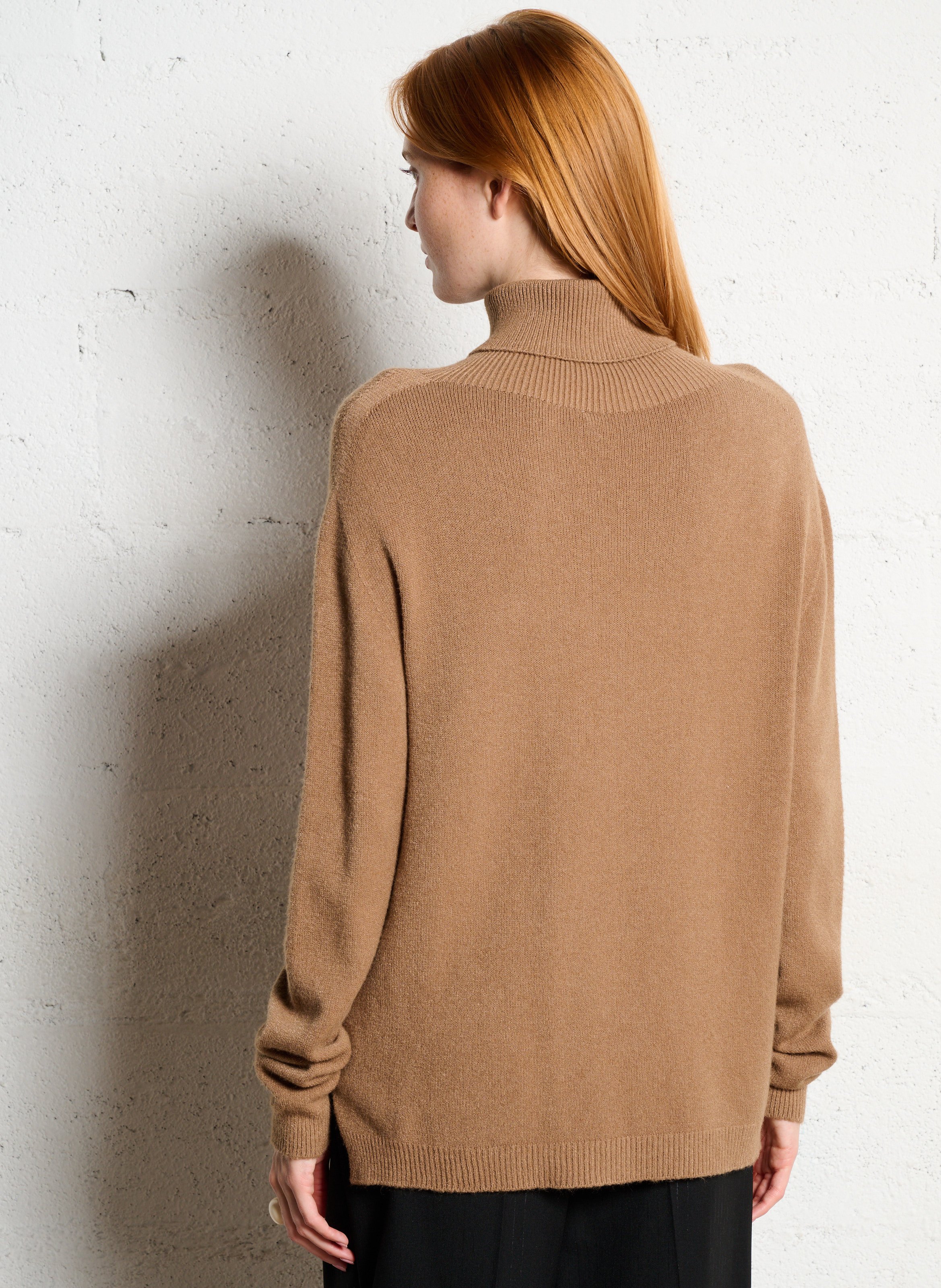 Pull droit col roulé en maille unie IMPERIAL Marron