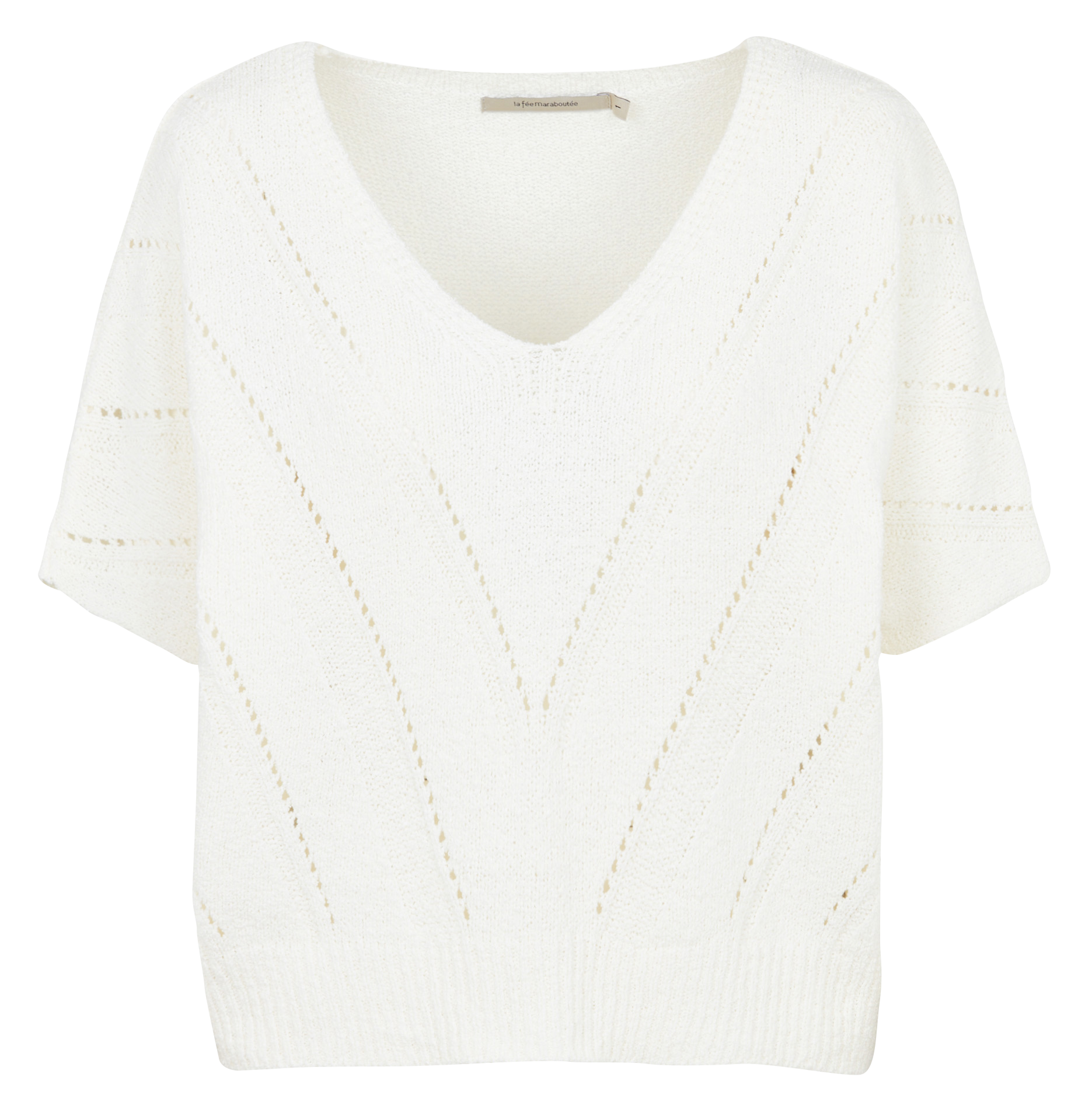 Oversized V-neck sweater in blended recycled cotton. LA FEE MARABOUTEE White