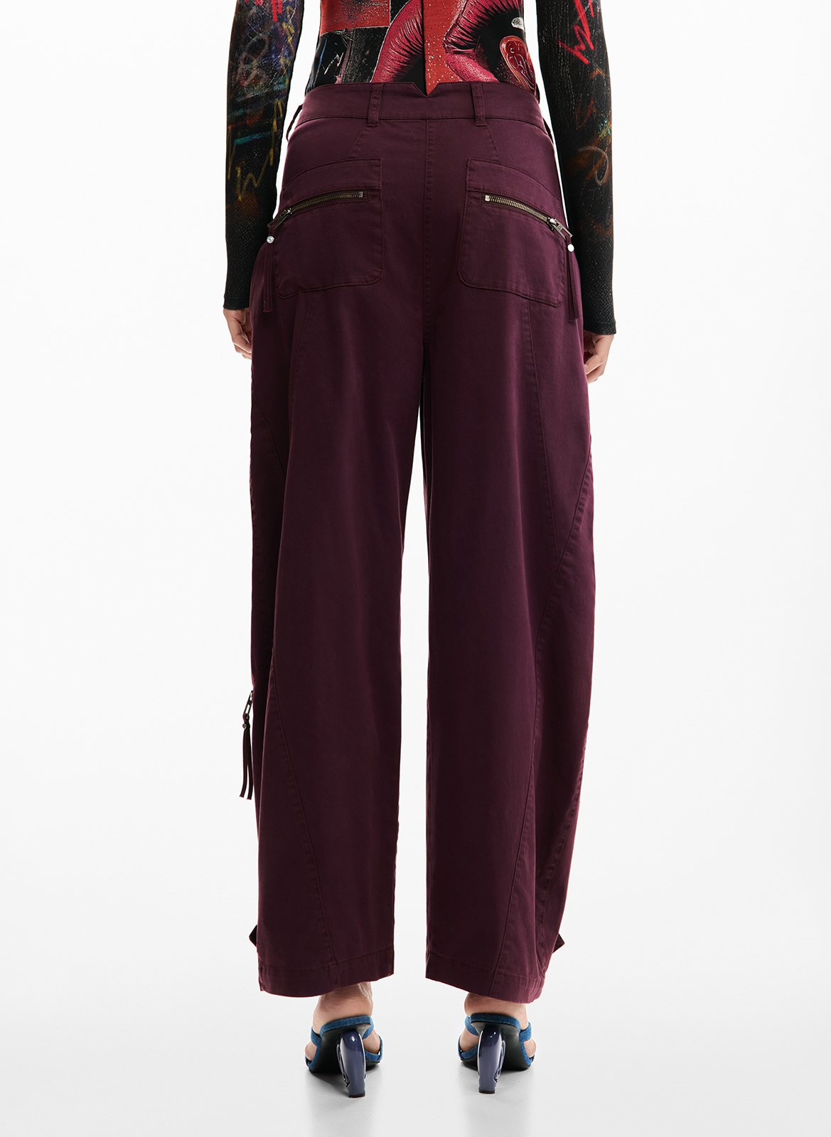 Pantalon large en coton mélangé DESIGUAL Rouge