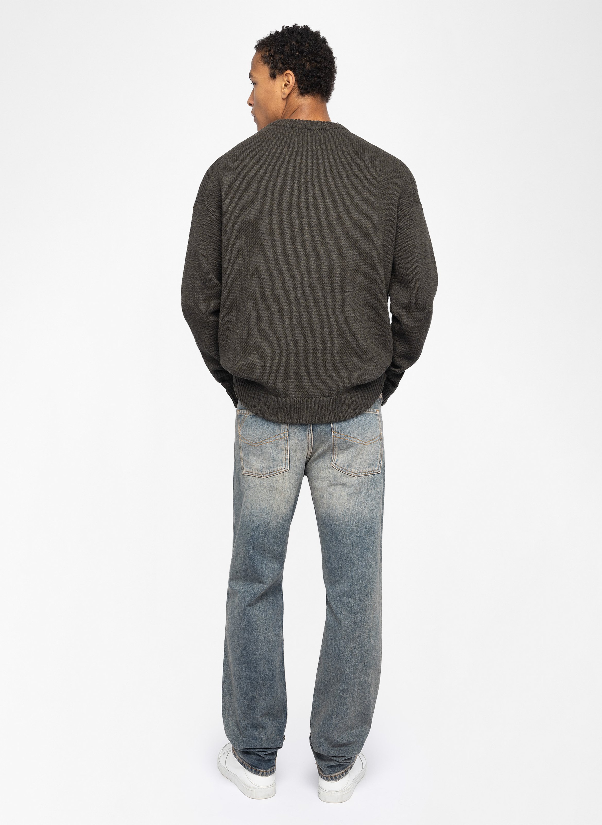 Straight round neck sweater embroidered in merino wool ZADIG&VOLTAIRE Green