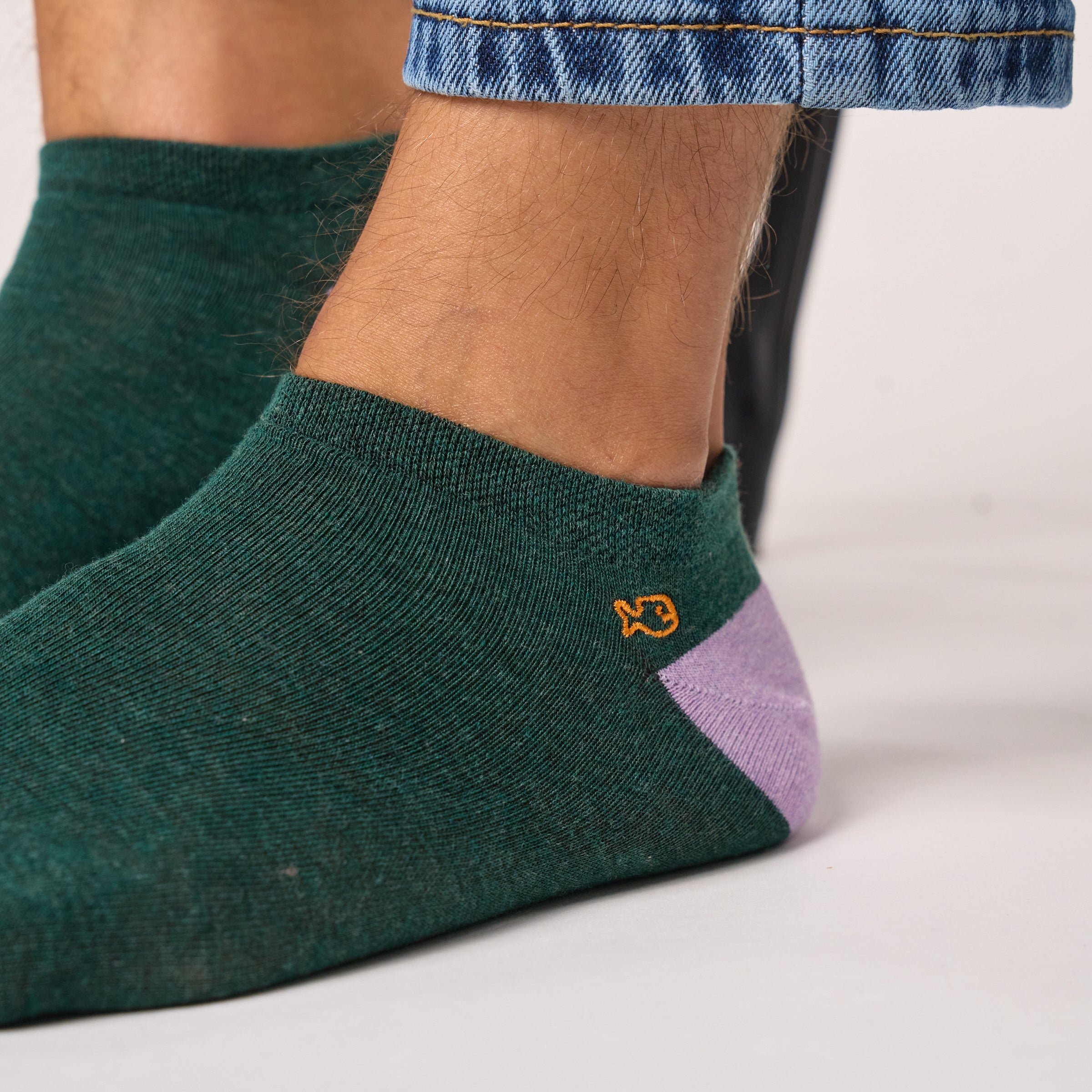 Combed cotton solid ankle socks BILLYBELT Green