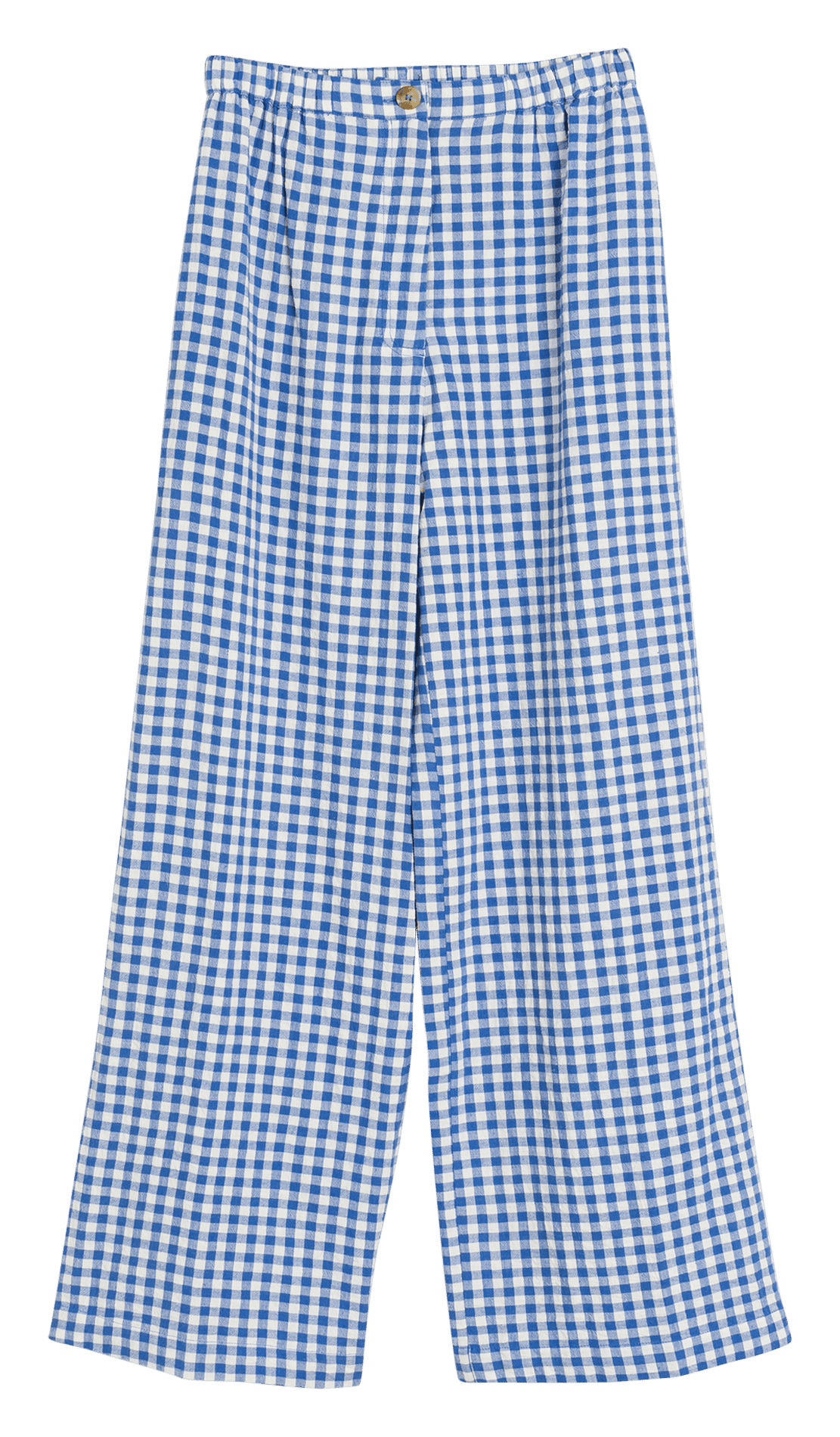 Wide leg cotton checked trousers Blue