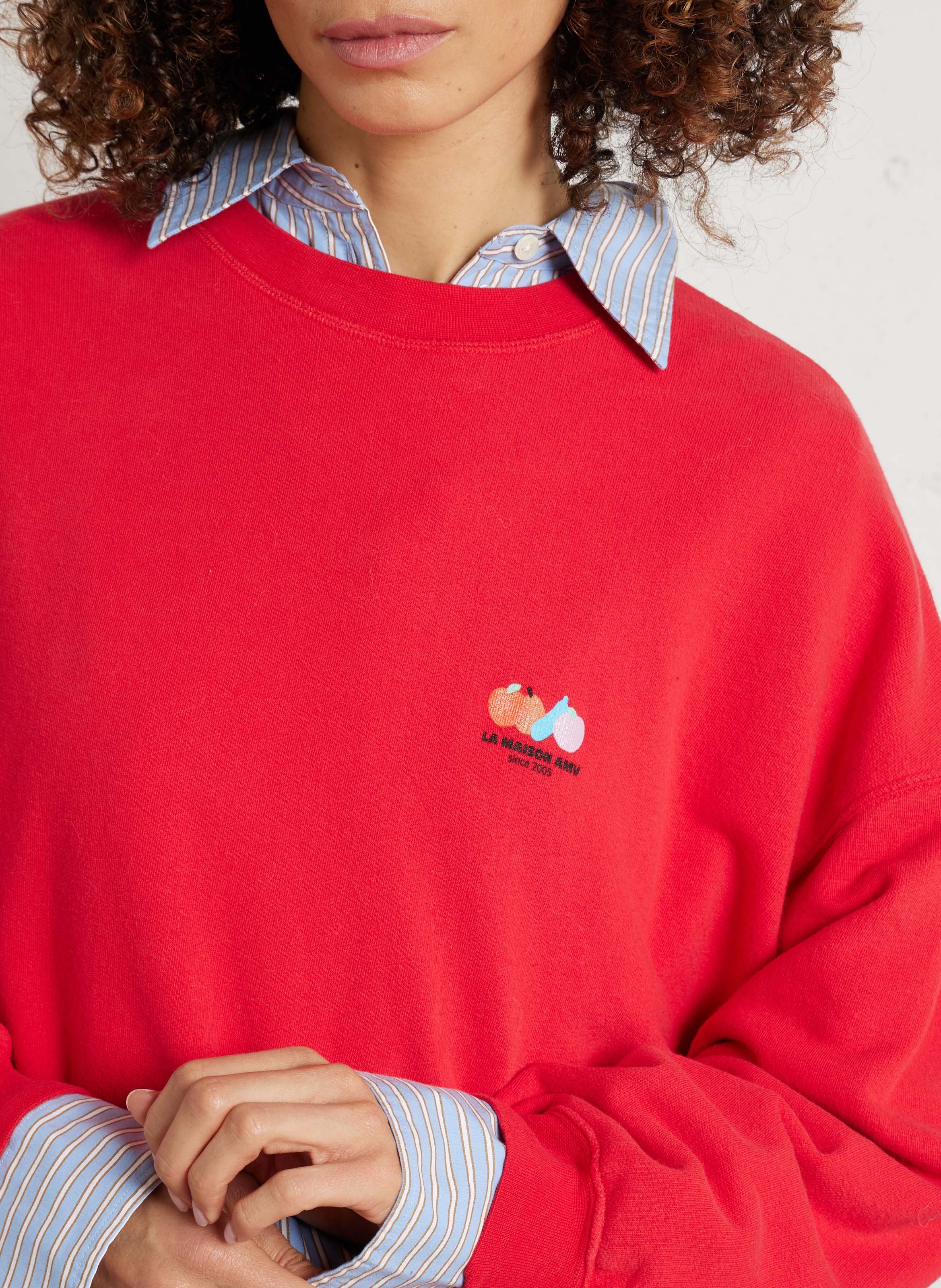 Oversized cotton-blend sweatshirt with round neck AMERICAN VINTAGE Red