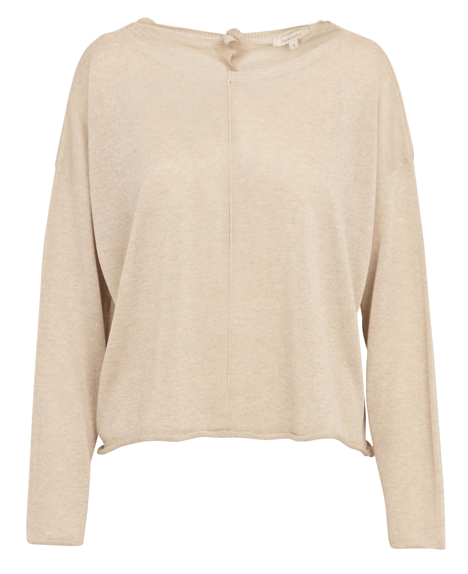 Oversized boat neck sweater with buttoned back. HUMILITY Beige