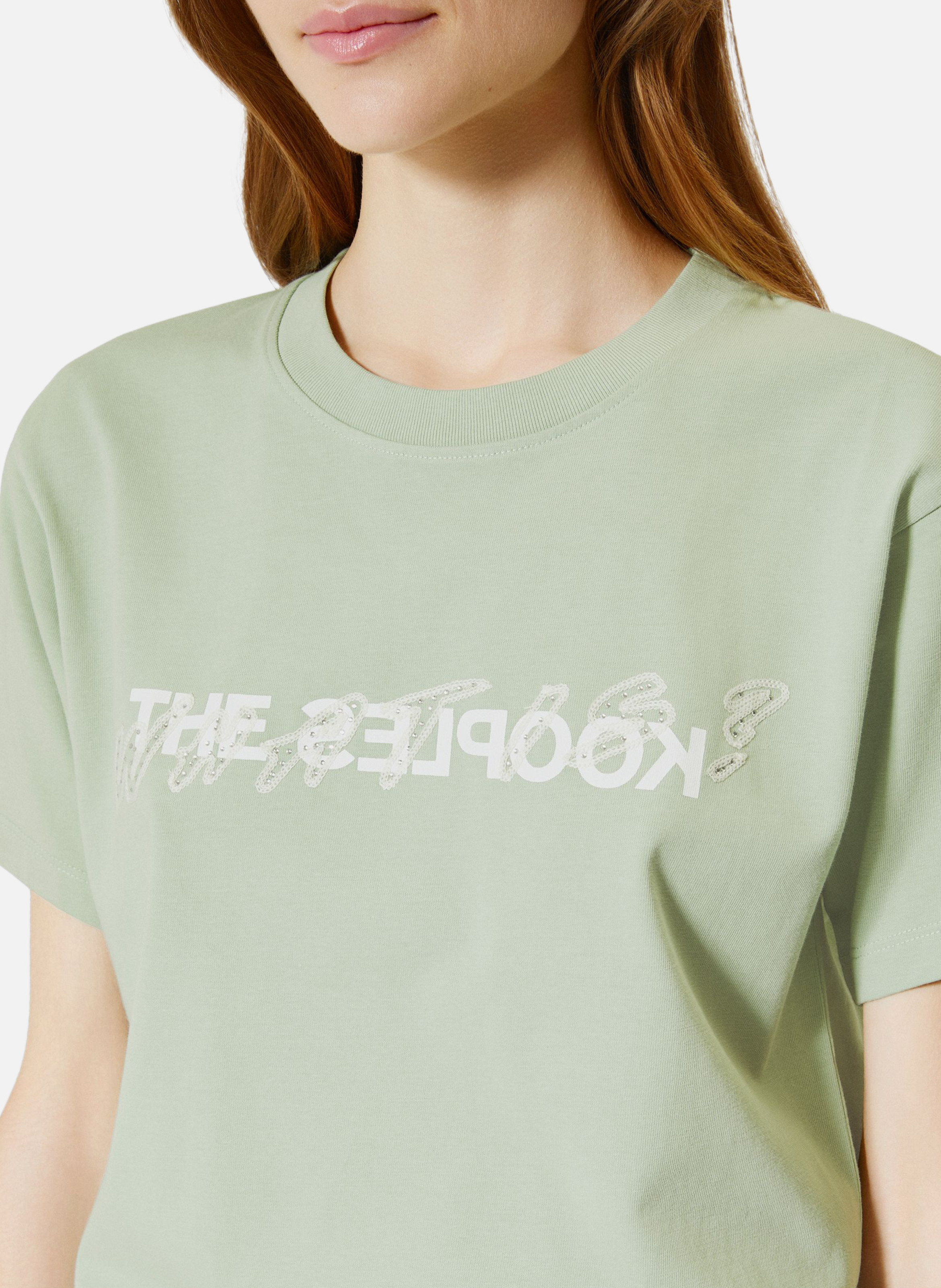 T-shirt with rhinestones Green