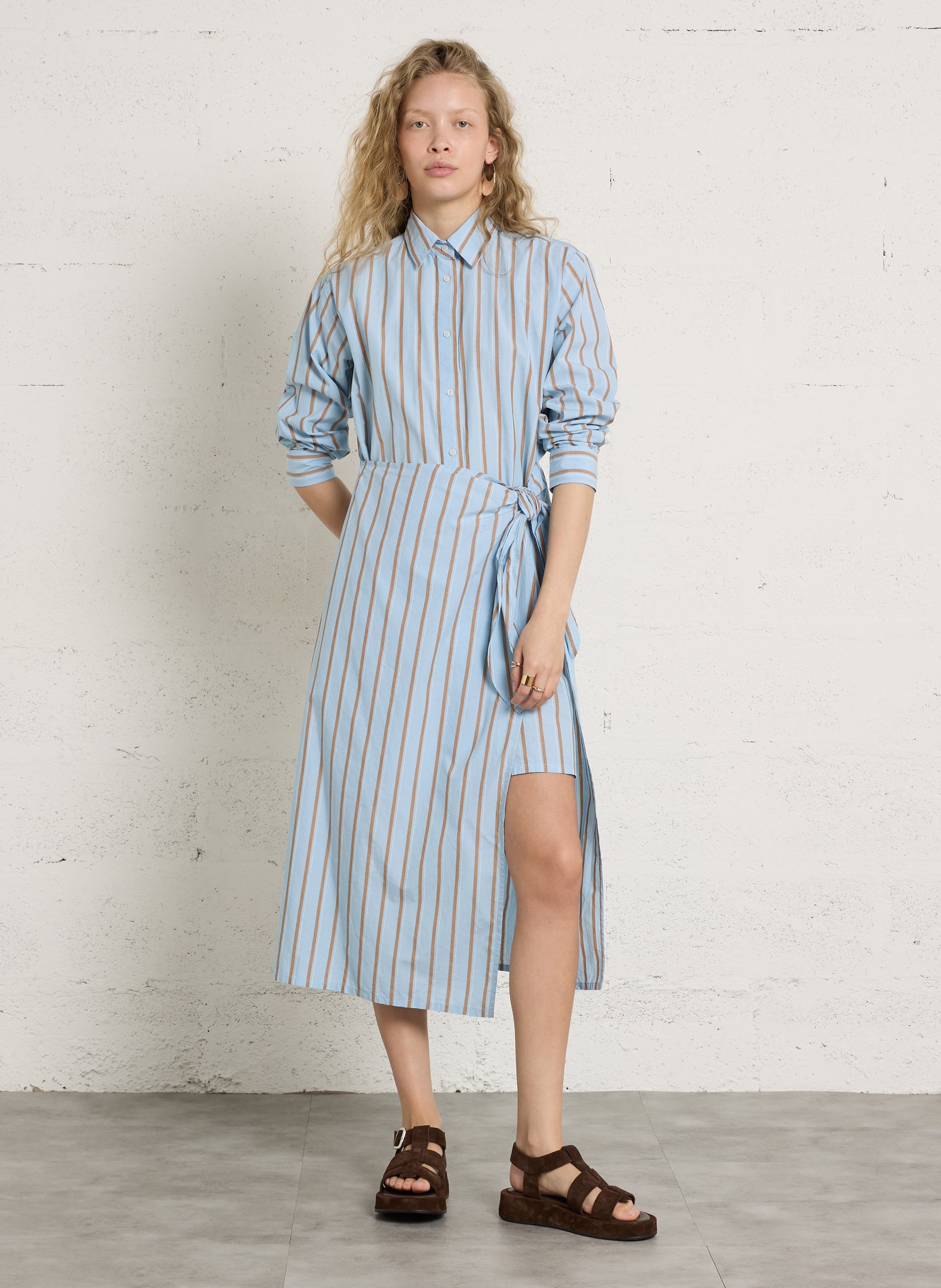 Robe longue ample en coton bio LEON & HARPER Bleu