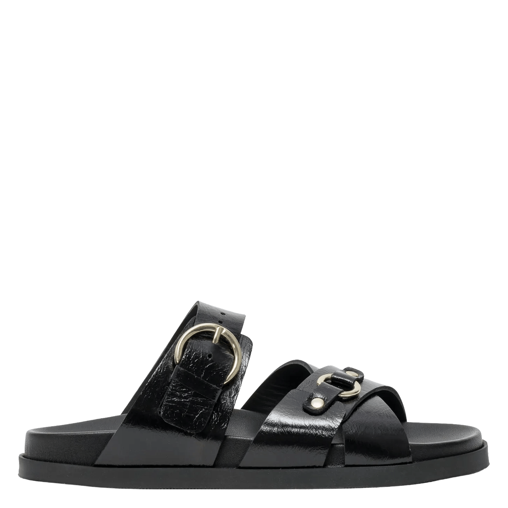 Aouda flat leather sandals BOCAGE Black