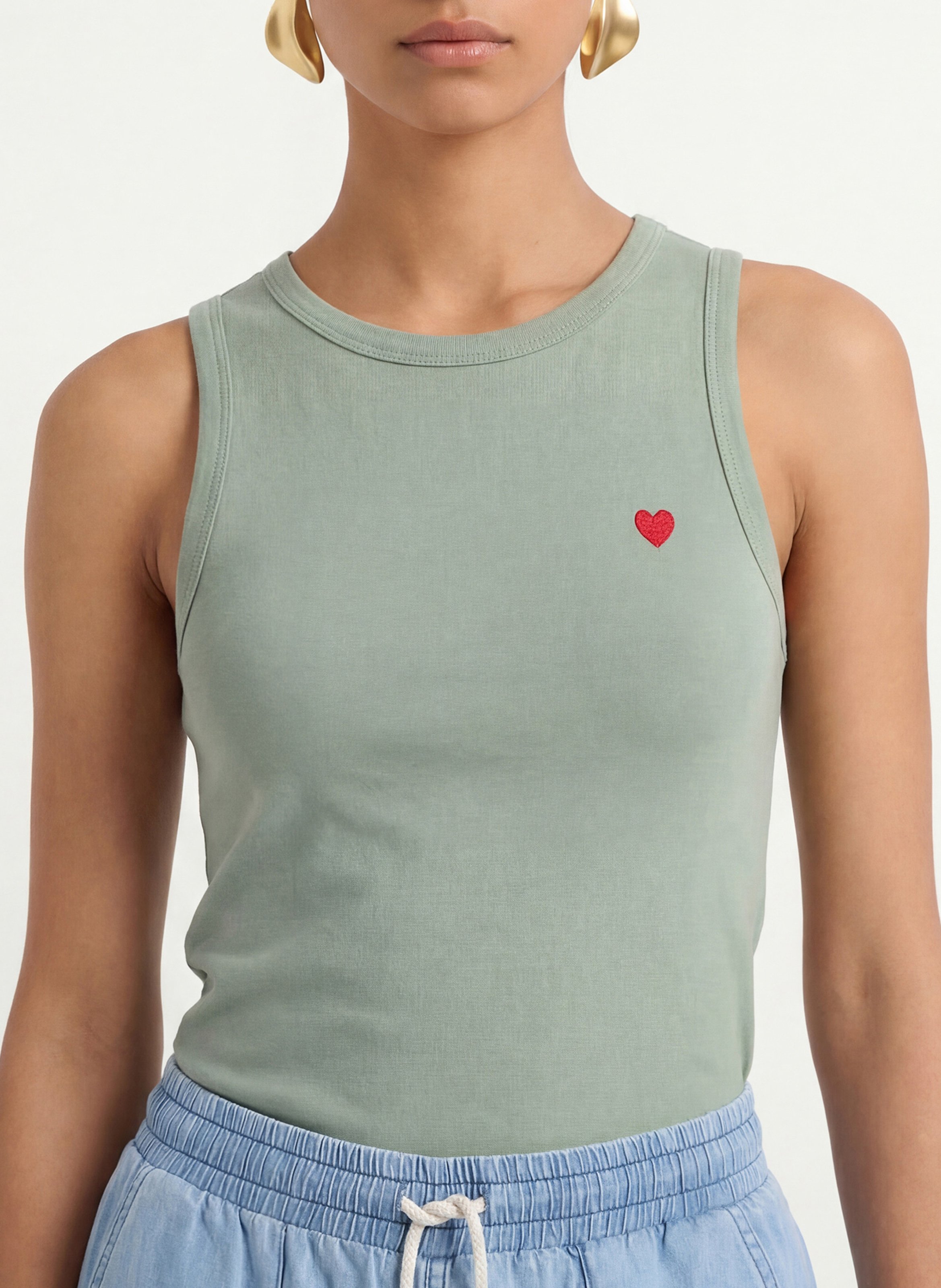 Débardeur col rond en coton KOOKAI Vert